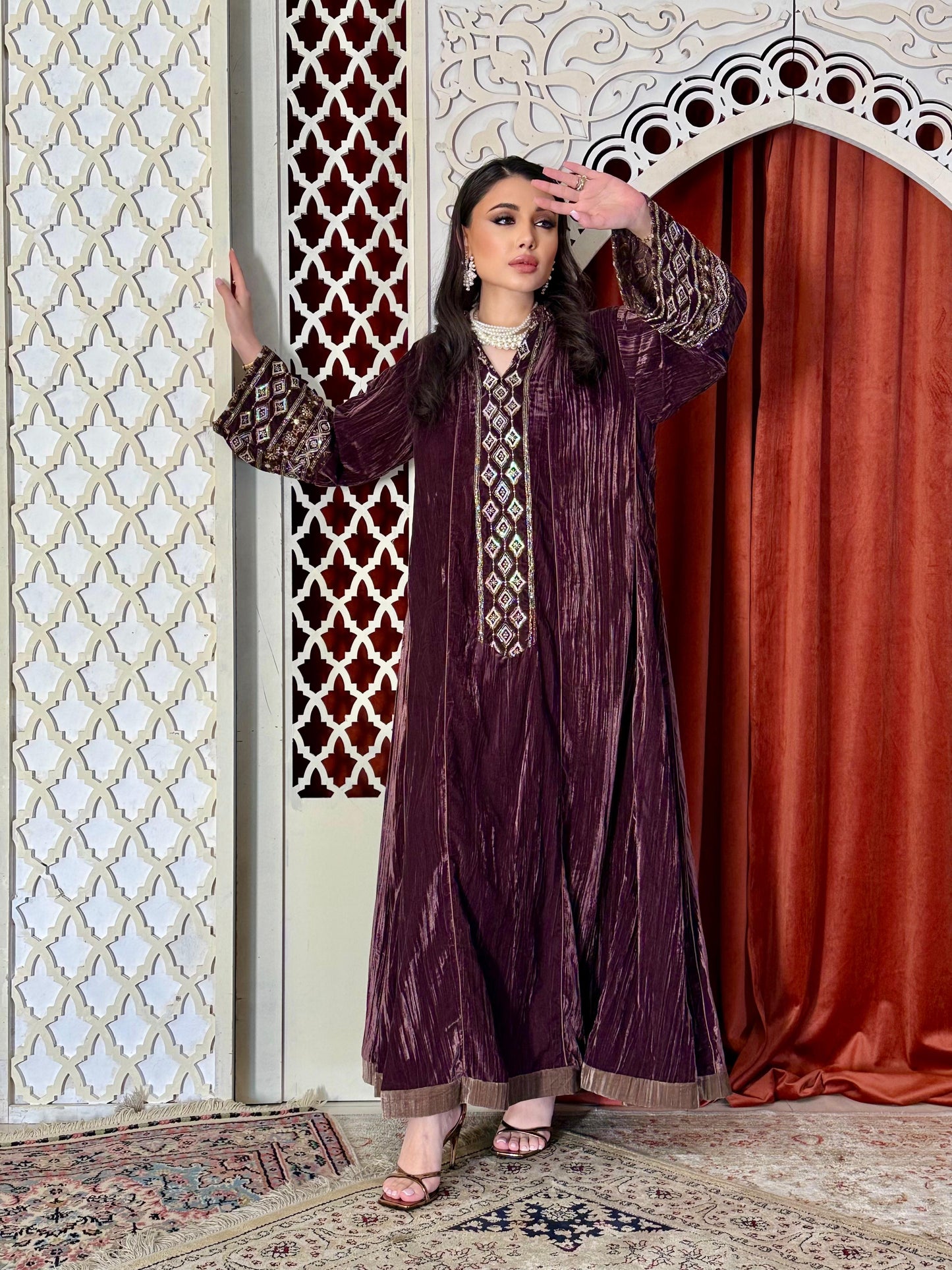 Velvet Winter Kaftan-Chocolate