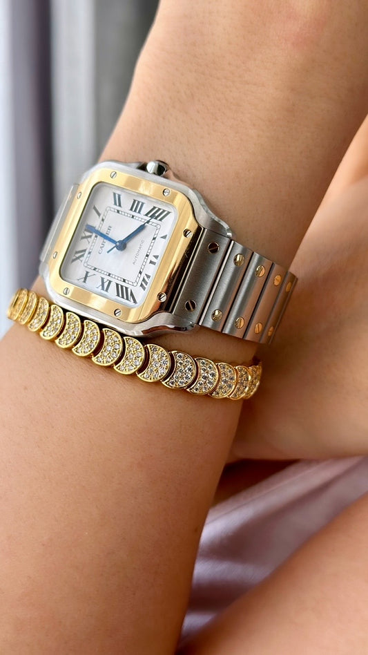 Golden crystals discs bracelet