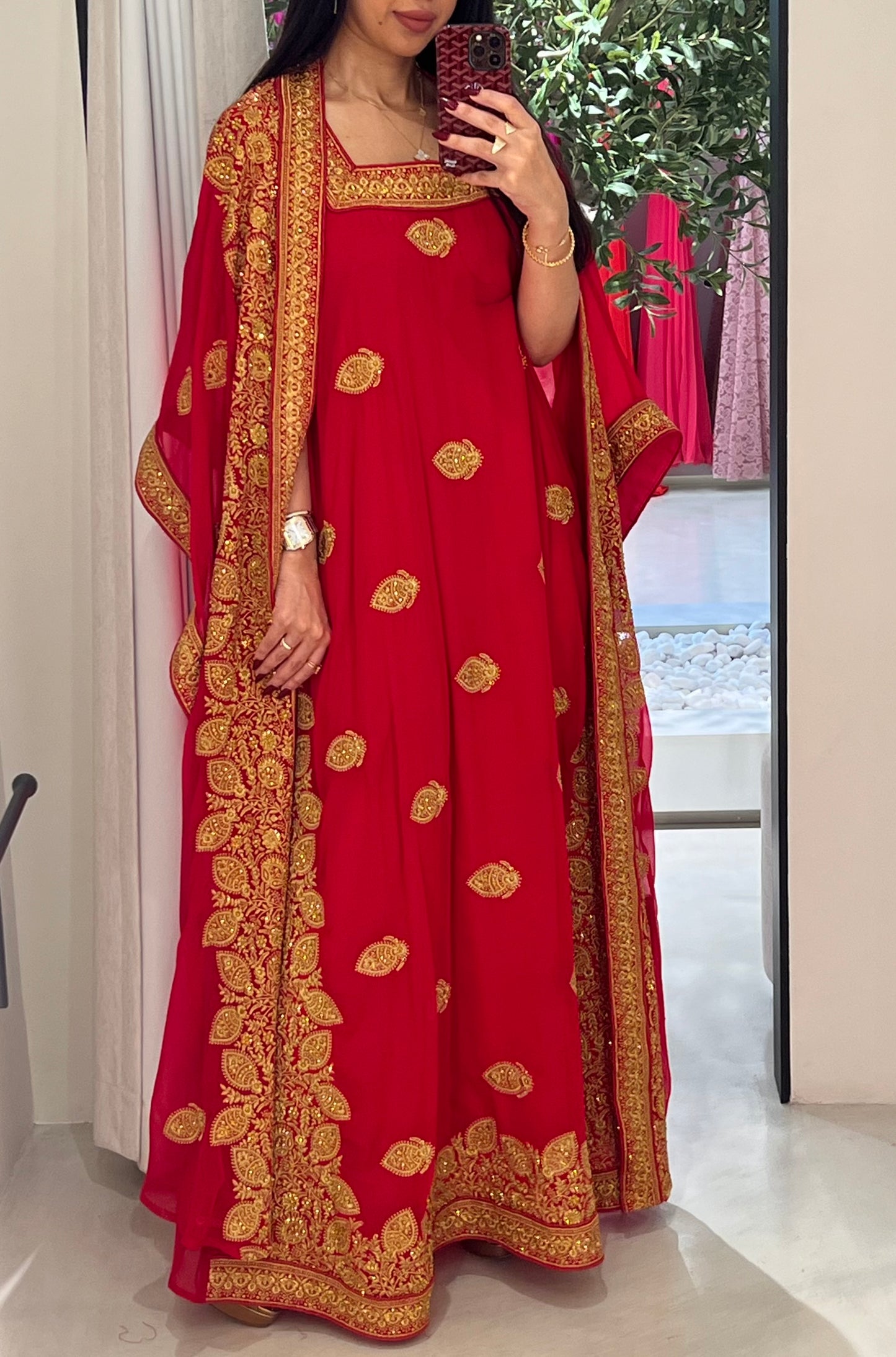 Nashel Jelwa kaftan - Red