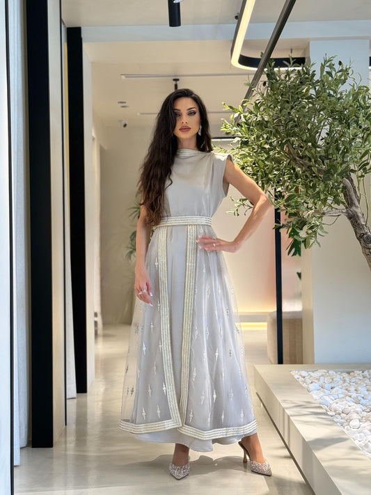 Jelwa tulle Dress-Grey