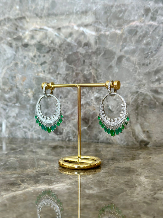 Emerald x crystal Hoop