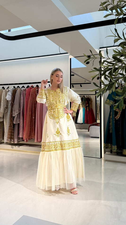 Nashel Jelwa Dress - cream x gold