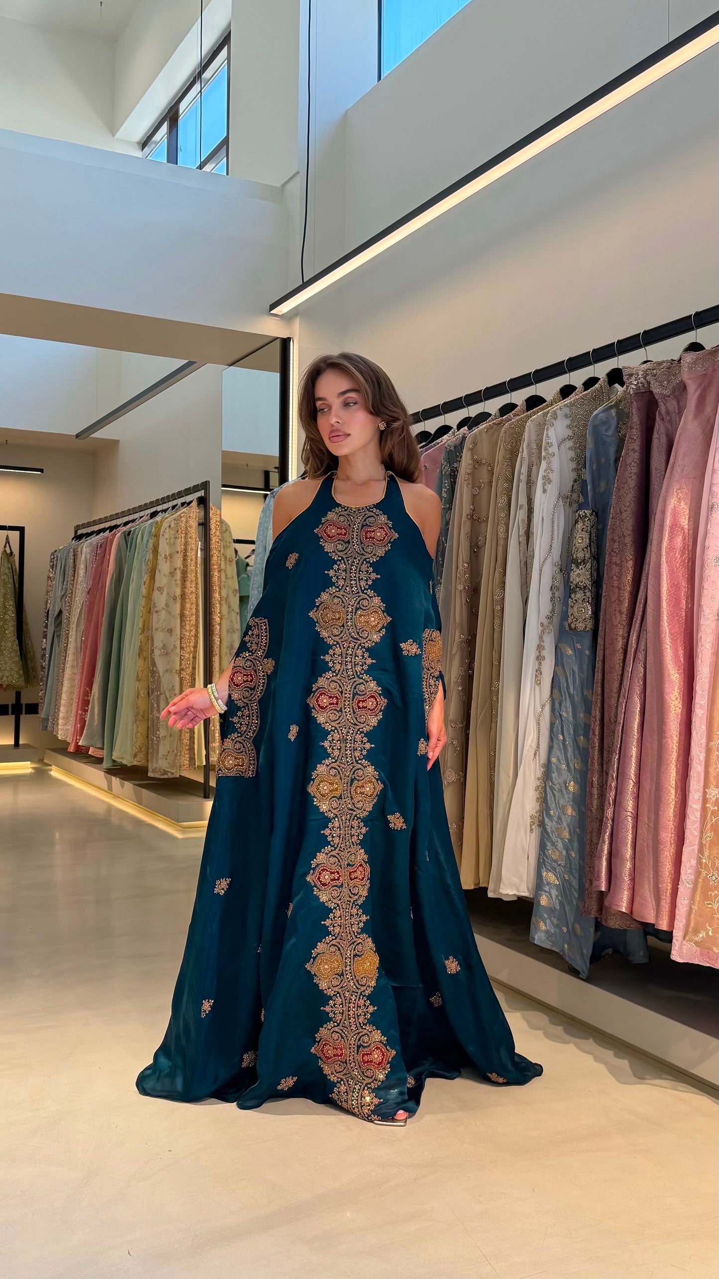Cutout Cape Jelwa Kaftan -Teal