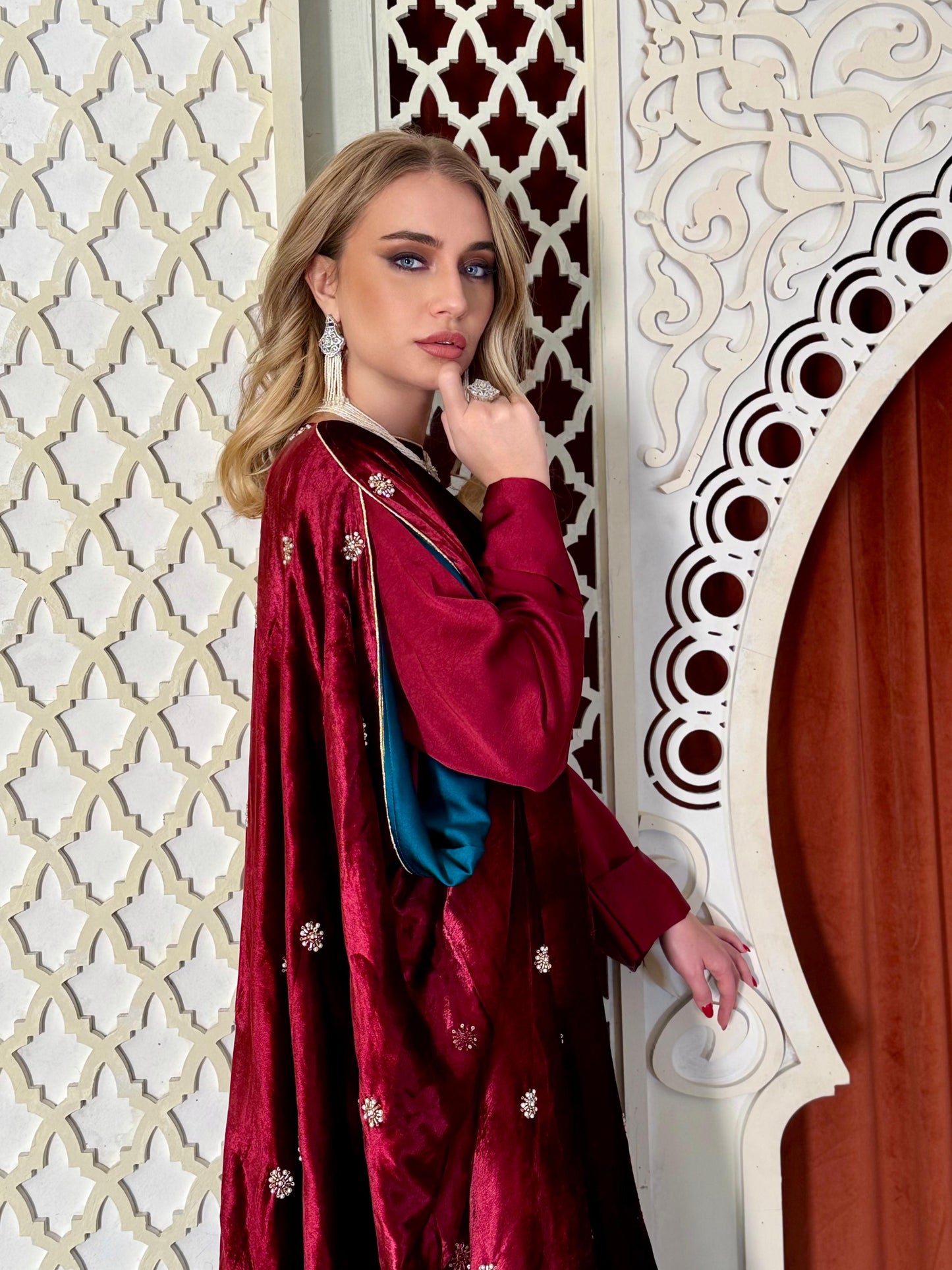 Velvet Draped double layer Kaftan