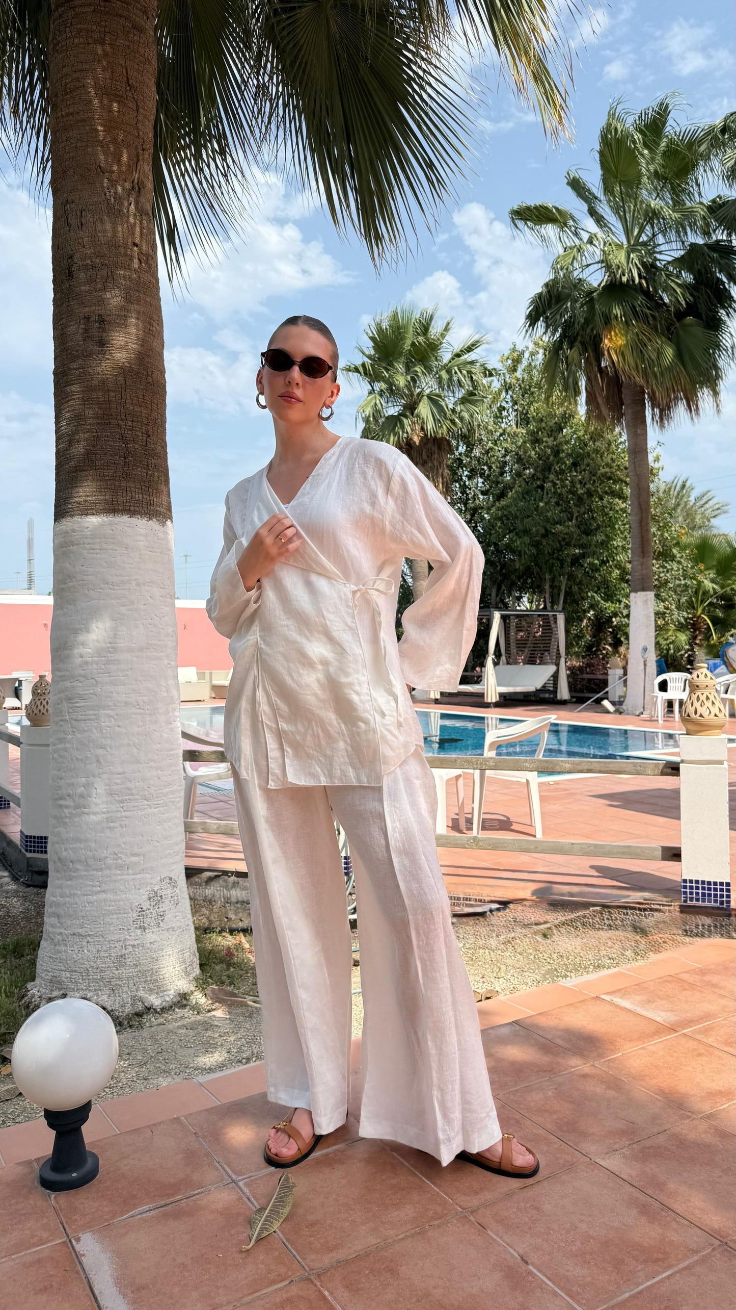 TT Summer wrapped Linen Set- white