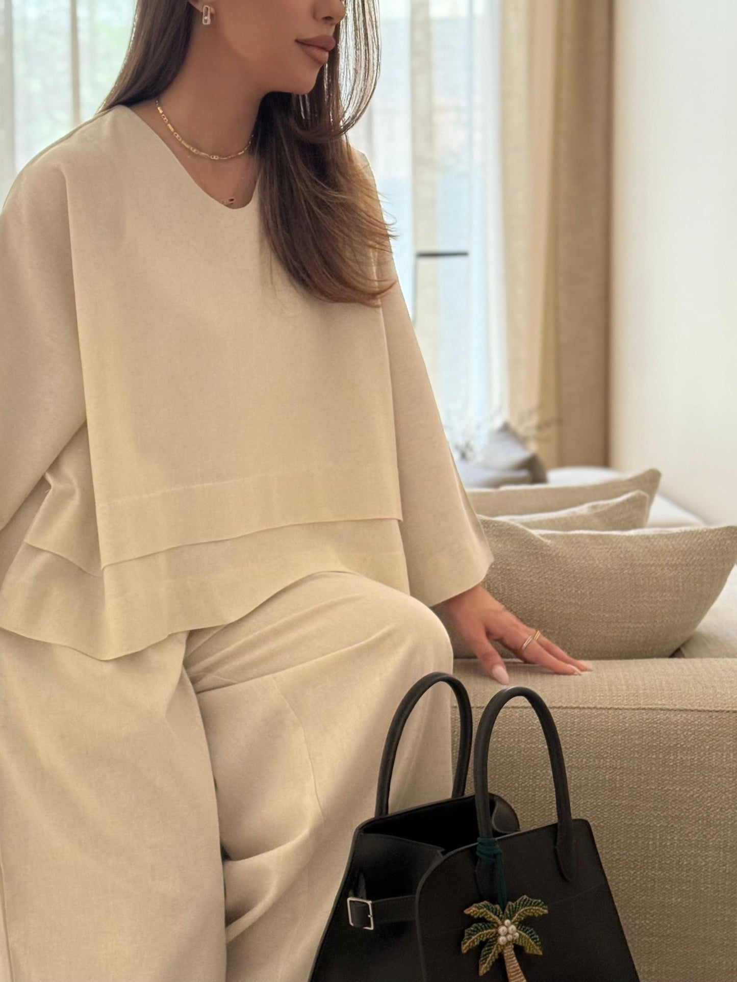 The linen Double Layer Set- Vanilla