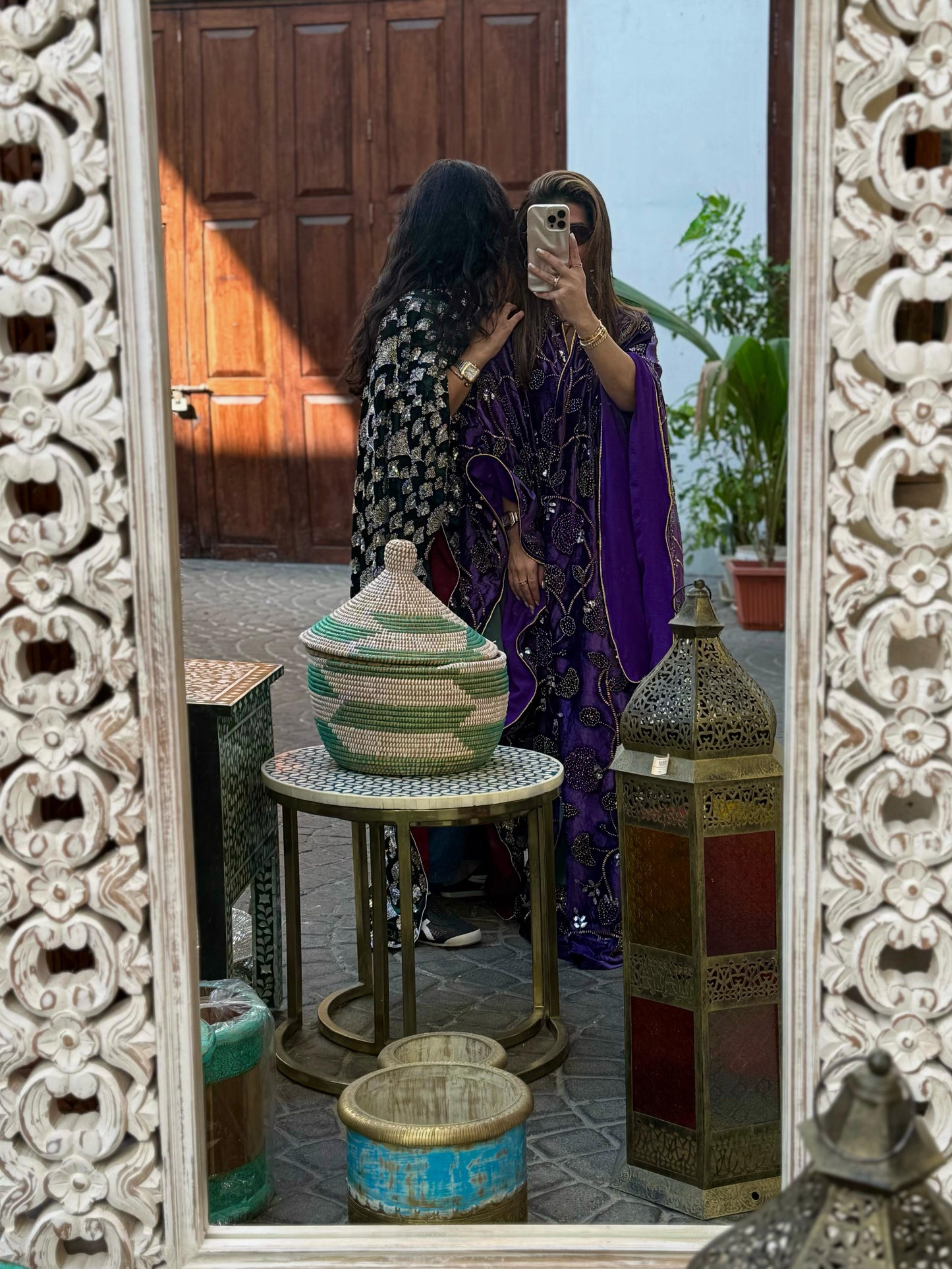 Velvet Poncho - Green x Maroon x silver Embellishments