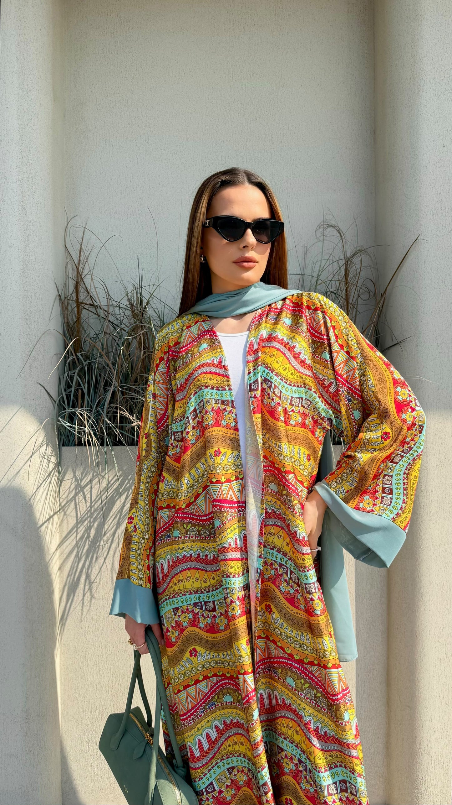 Whimsical Abaya -Mustard x Mint