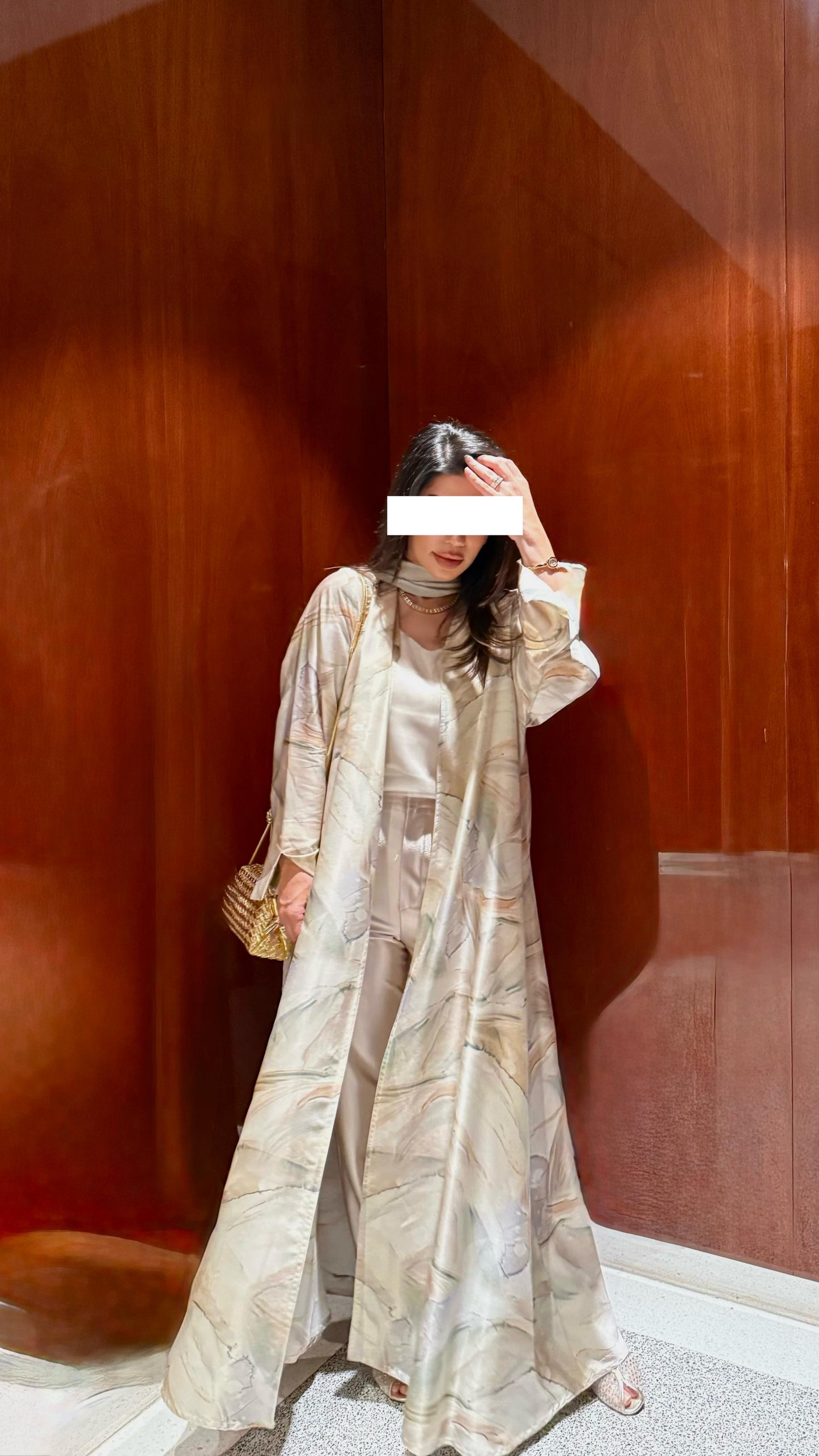 Silky motion Abaya -Beige