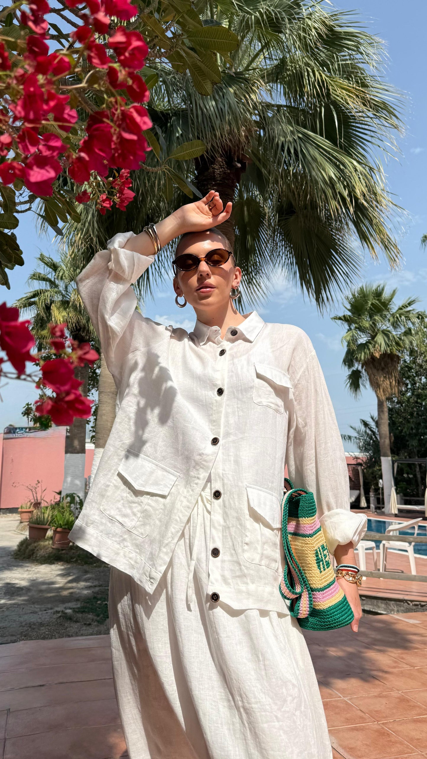 TT Summer Linen Set ( skirt/ top)-white