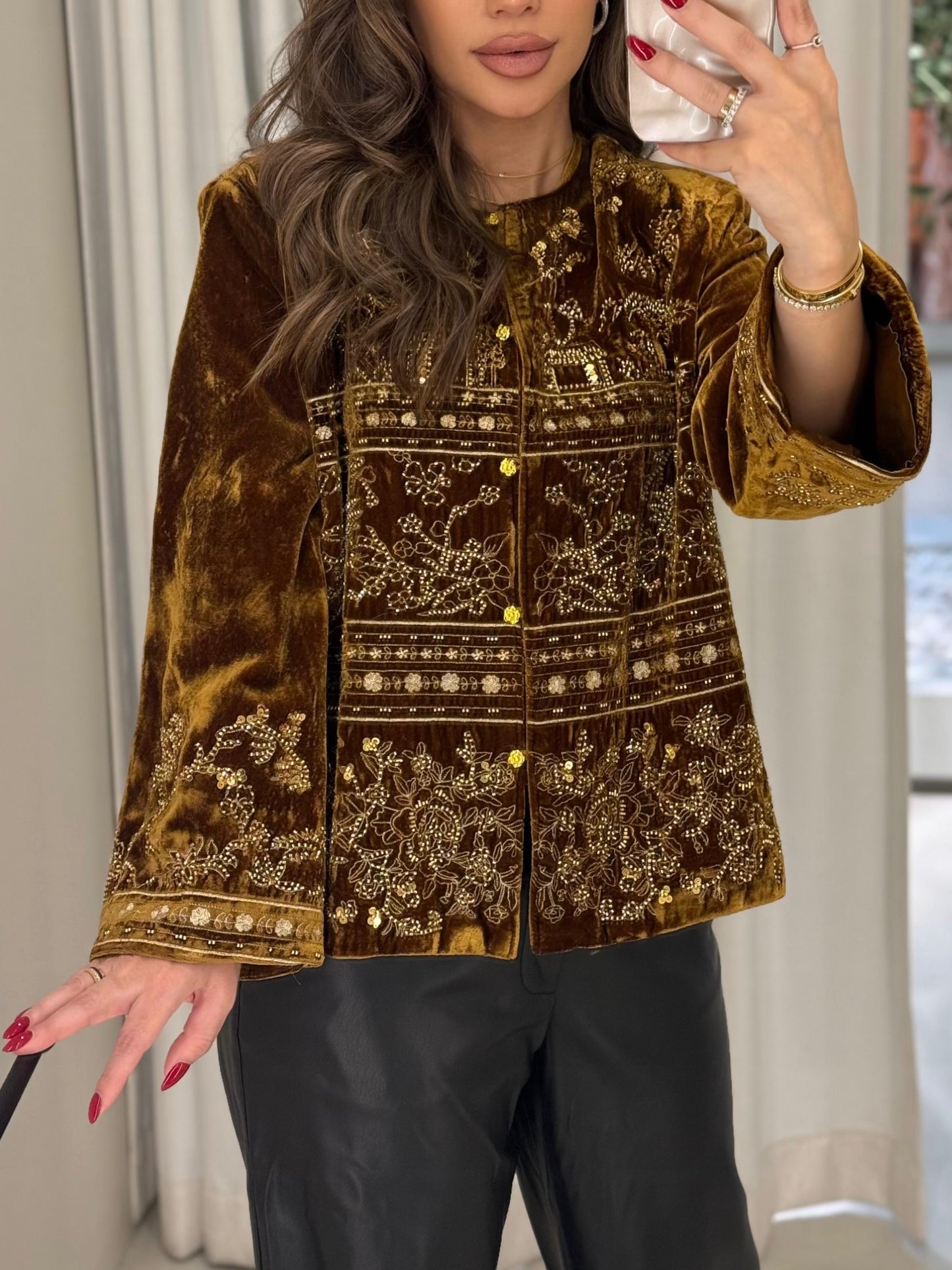 Velvet Embellished Blazer x copper