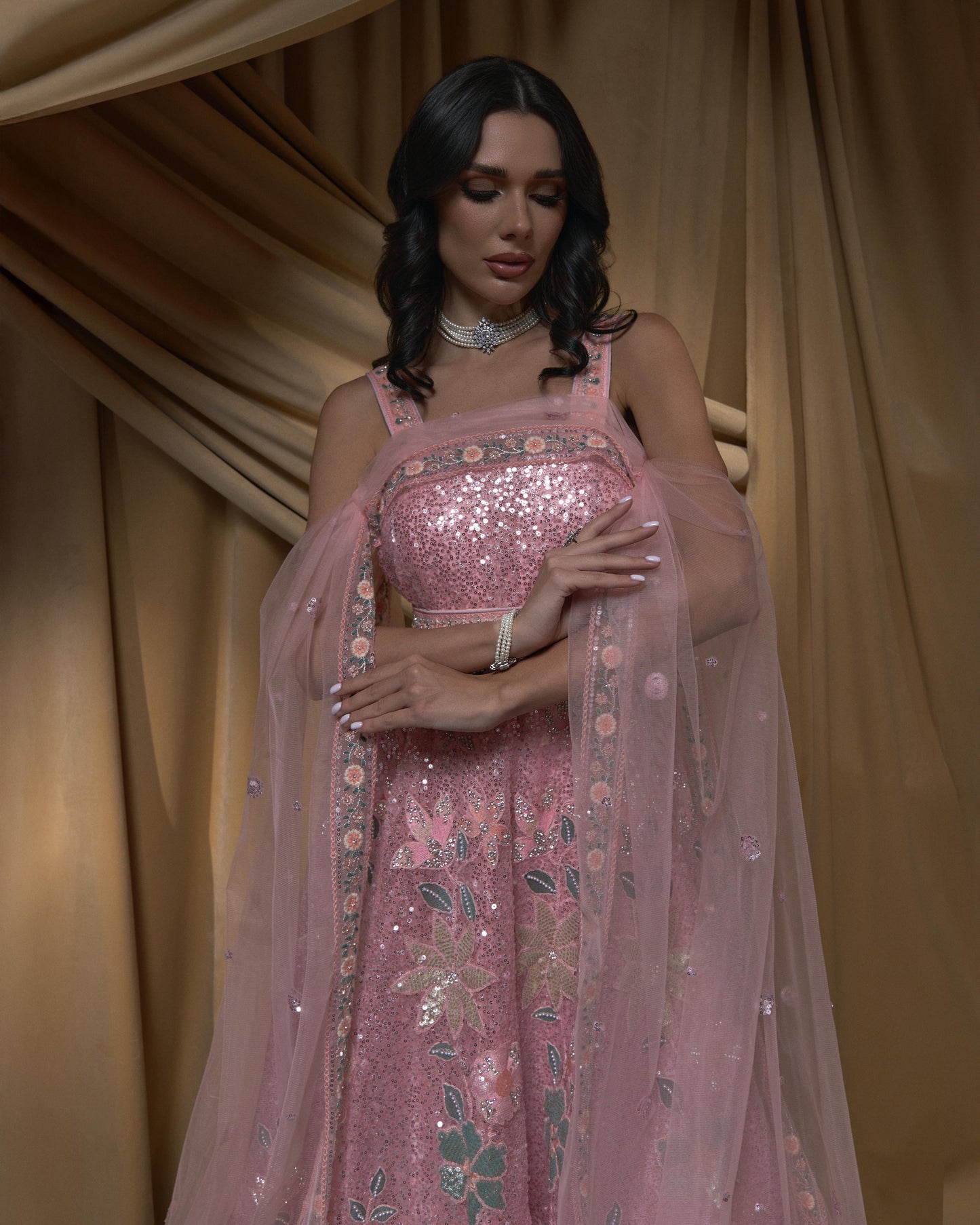 Short Sequin Jelwa Dress- Rose Pink