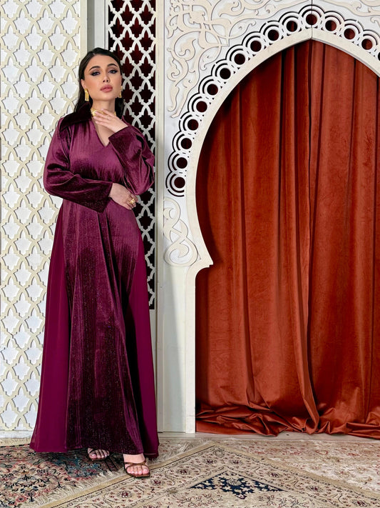 Velvet Casual Kaftan - Maroon