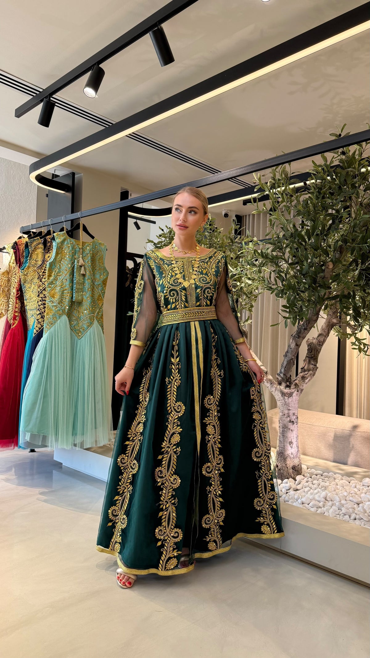 Nashel Jelwa Bridal Dress- Green x Pearls