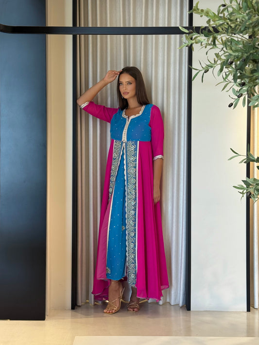 Morrocan Kaftan- Fuschia x Blue