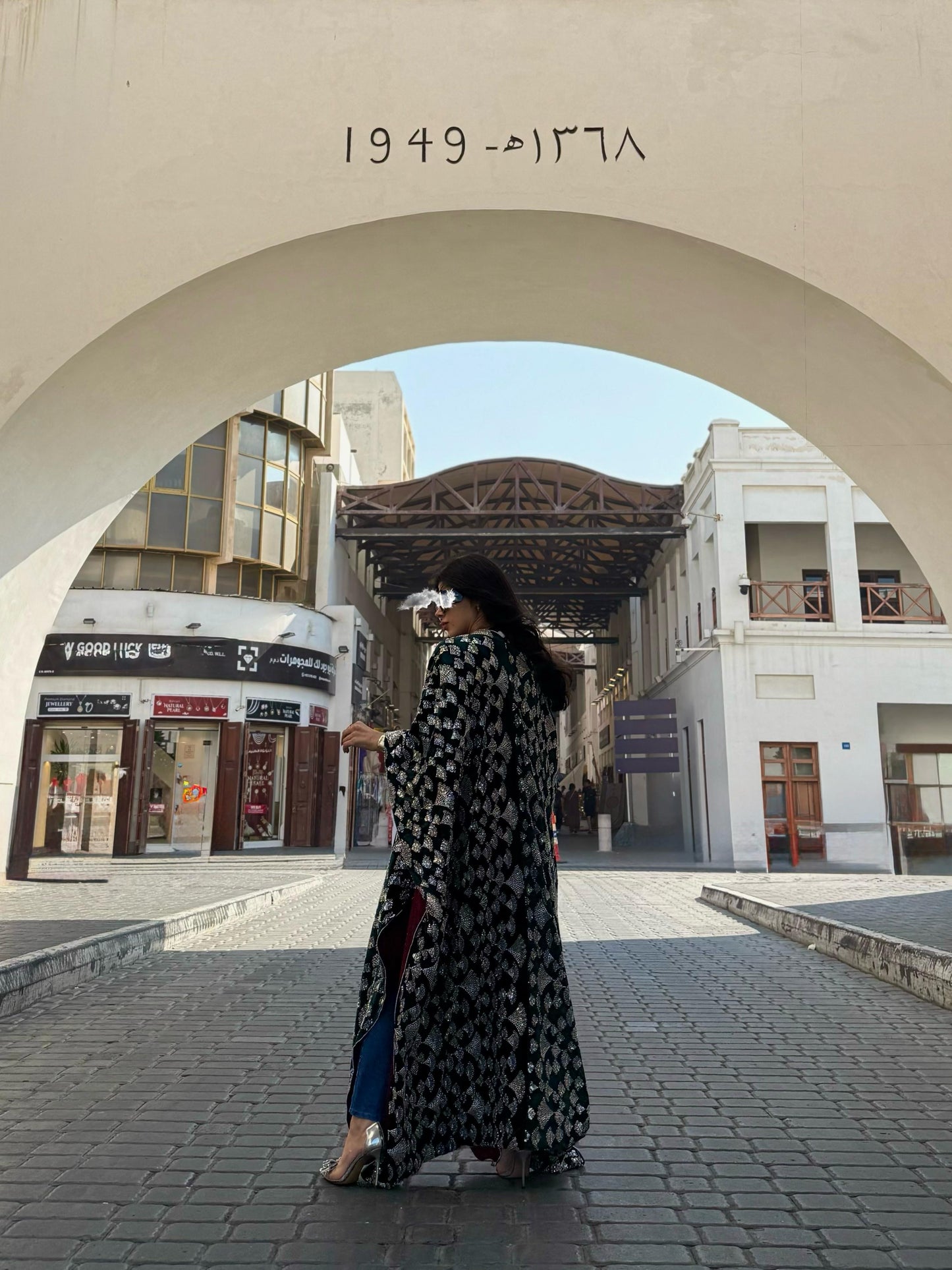 Velvet Poncho - Green x Maroon x silver Embellishments