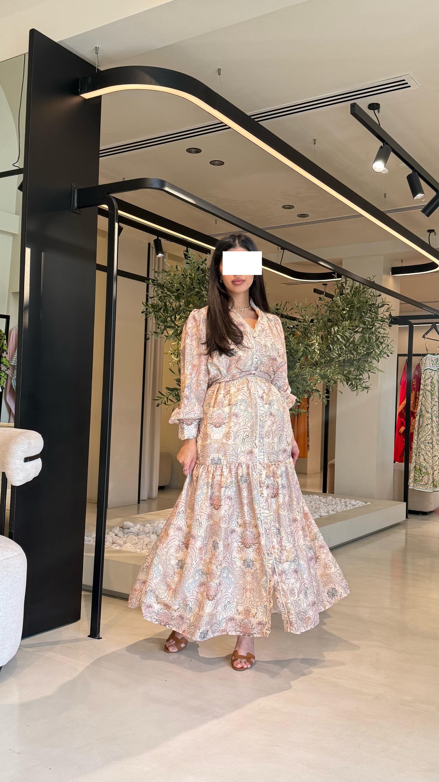 Summer printed Dress - Cream