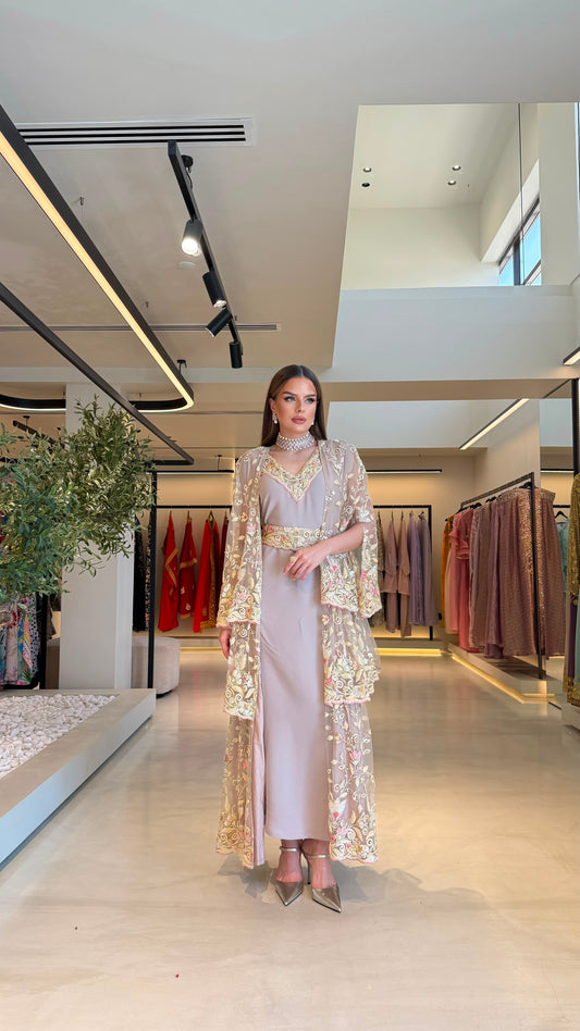 Triple Layer Jelwa Kaftan Bisht set - florals
