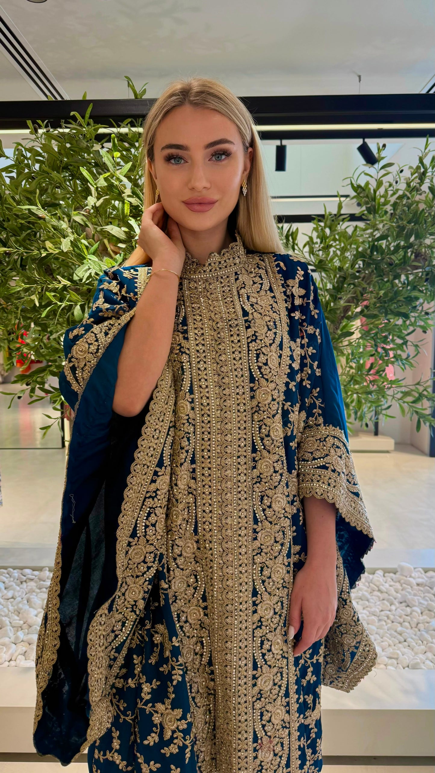 Wide Sleeves Jelwa kaftan -Blue