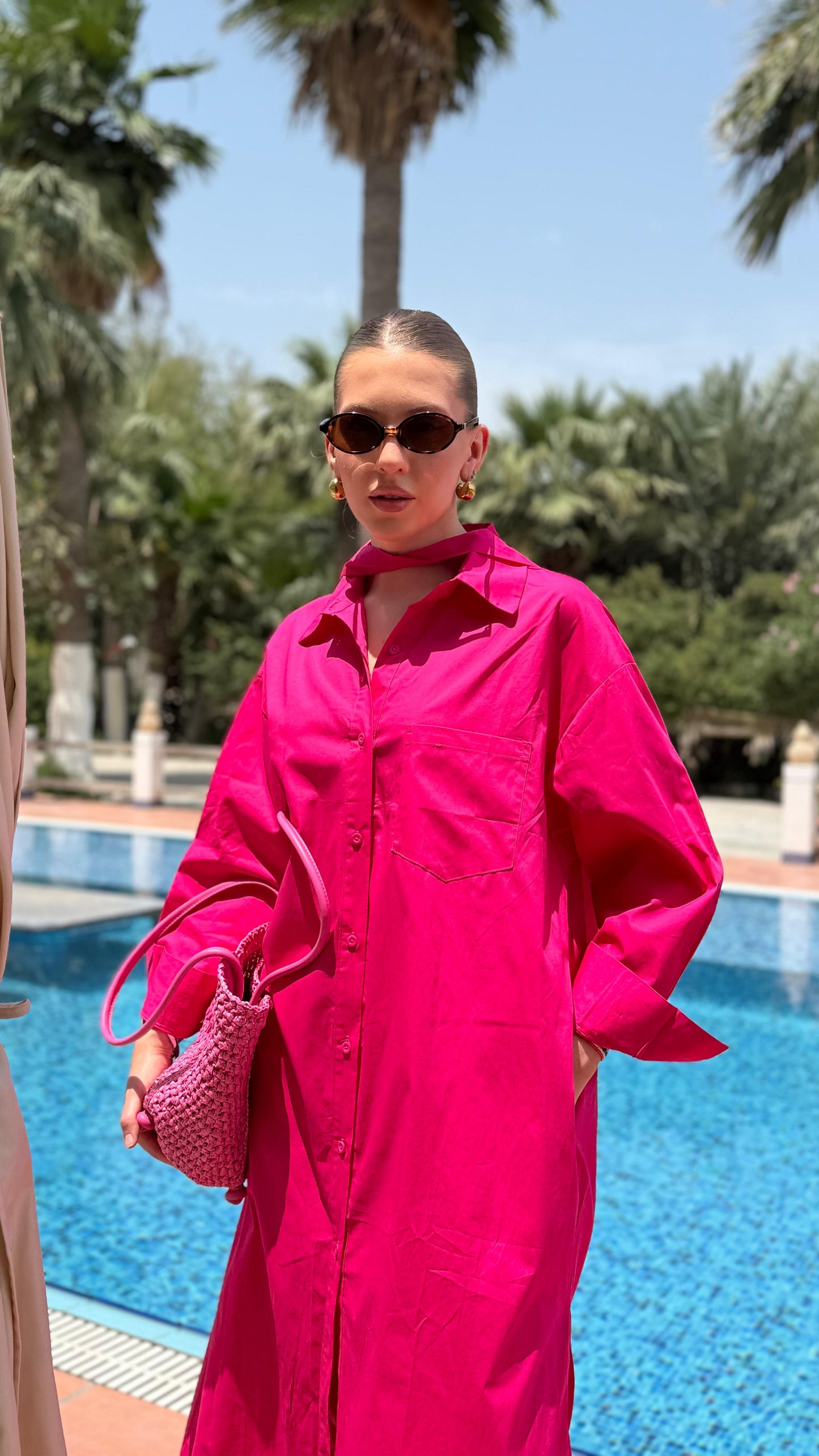 TT Summer Longline Shirt/Dress- Fuschia