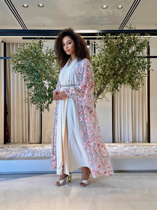 Florals Bisht Set - Pink