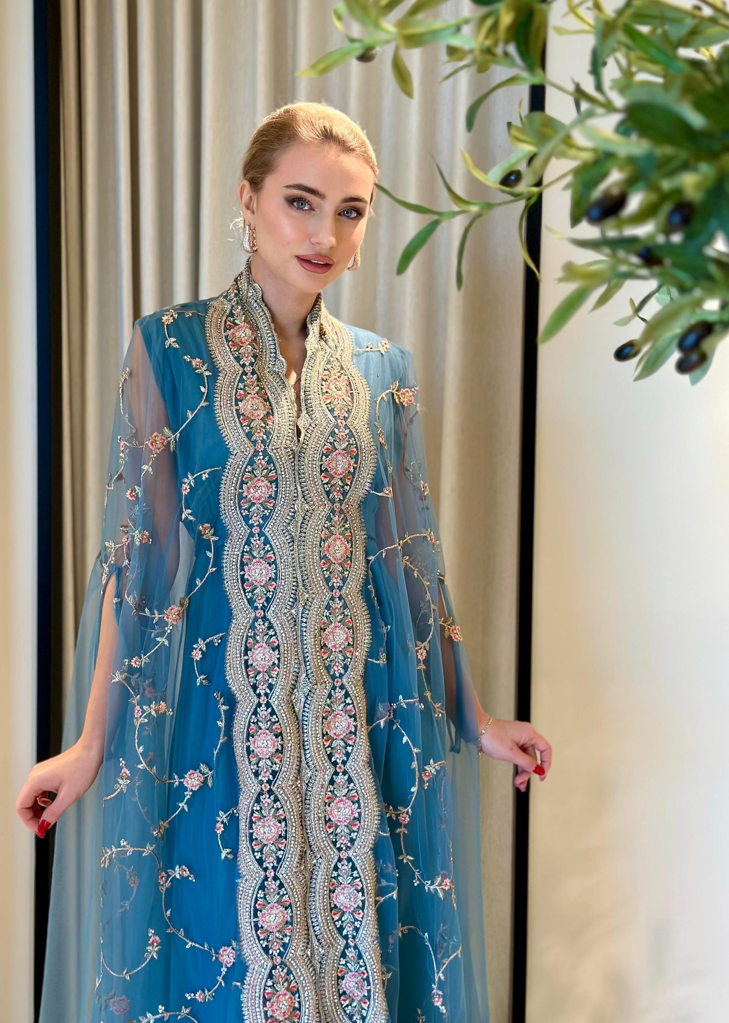 Flare Jelwa Cape Kaftan - Blue