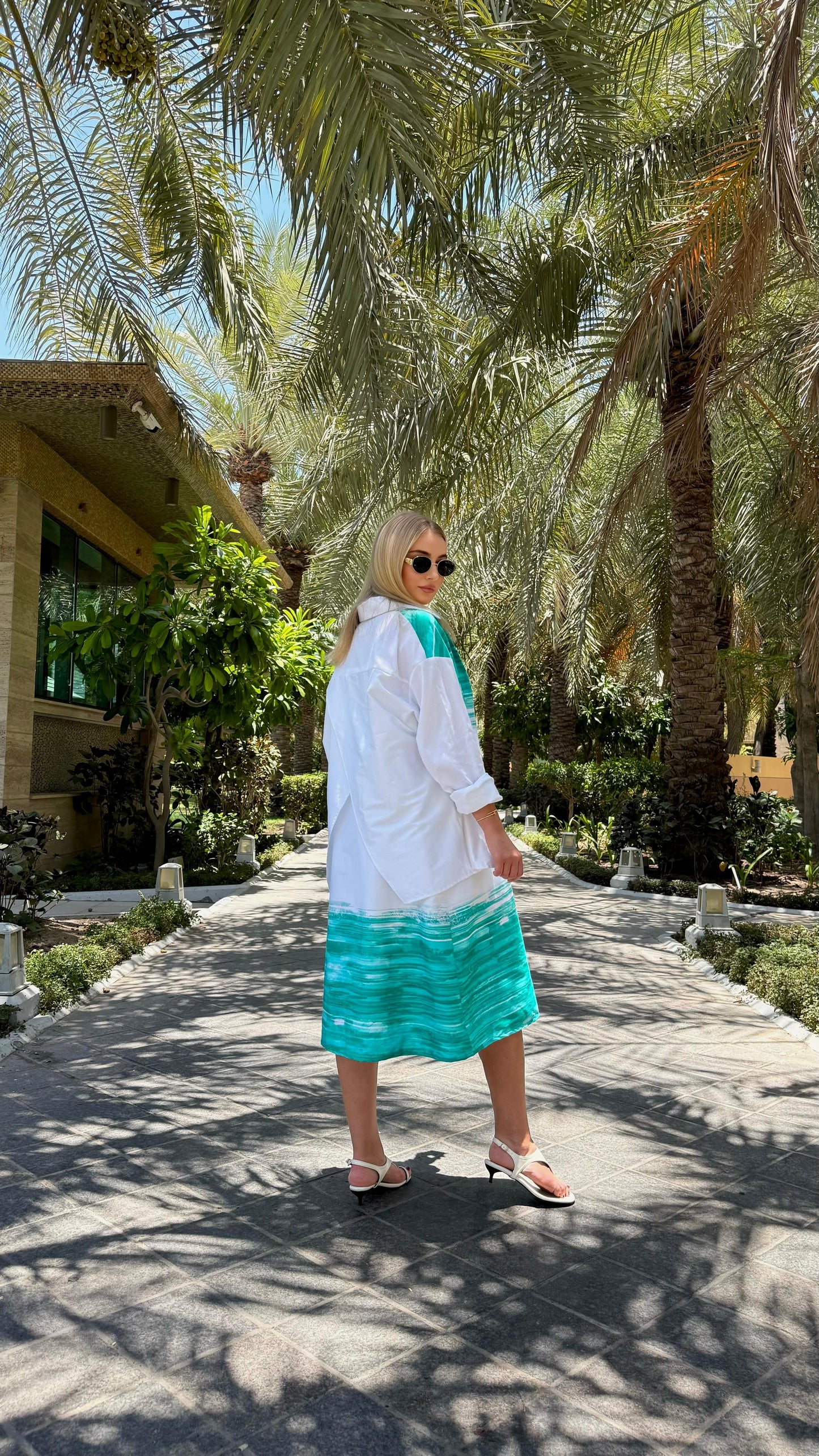 Summer Collection - green x white 2piece shirt/ Dress set