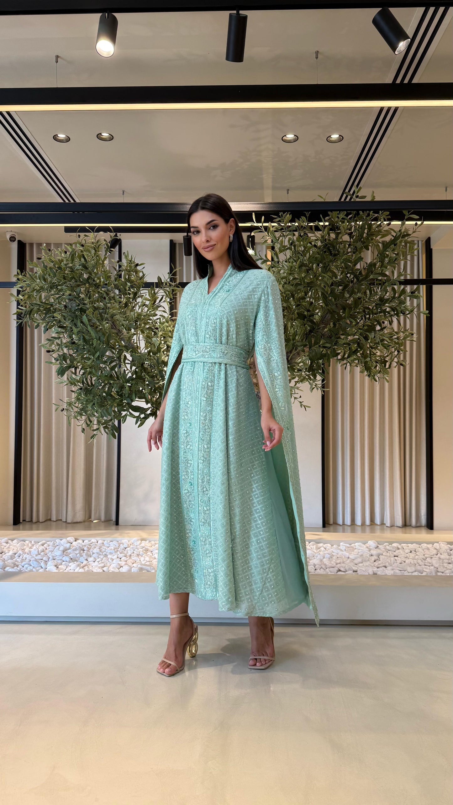 Cape Sleeves Jelwa Kaftan-Aqua