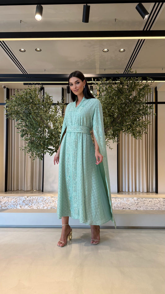 Cape Sleeves Jelwa Kaftan-Aqua