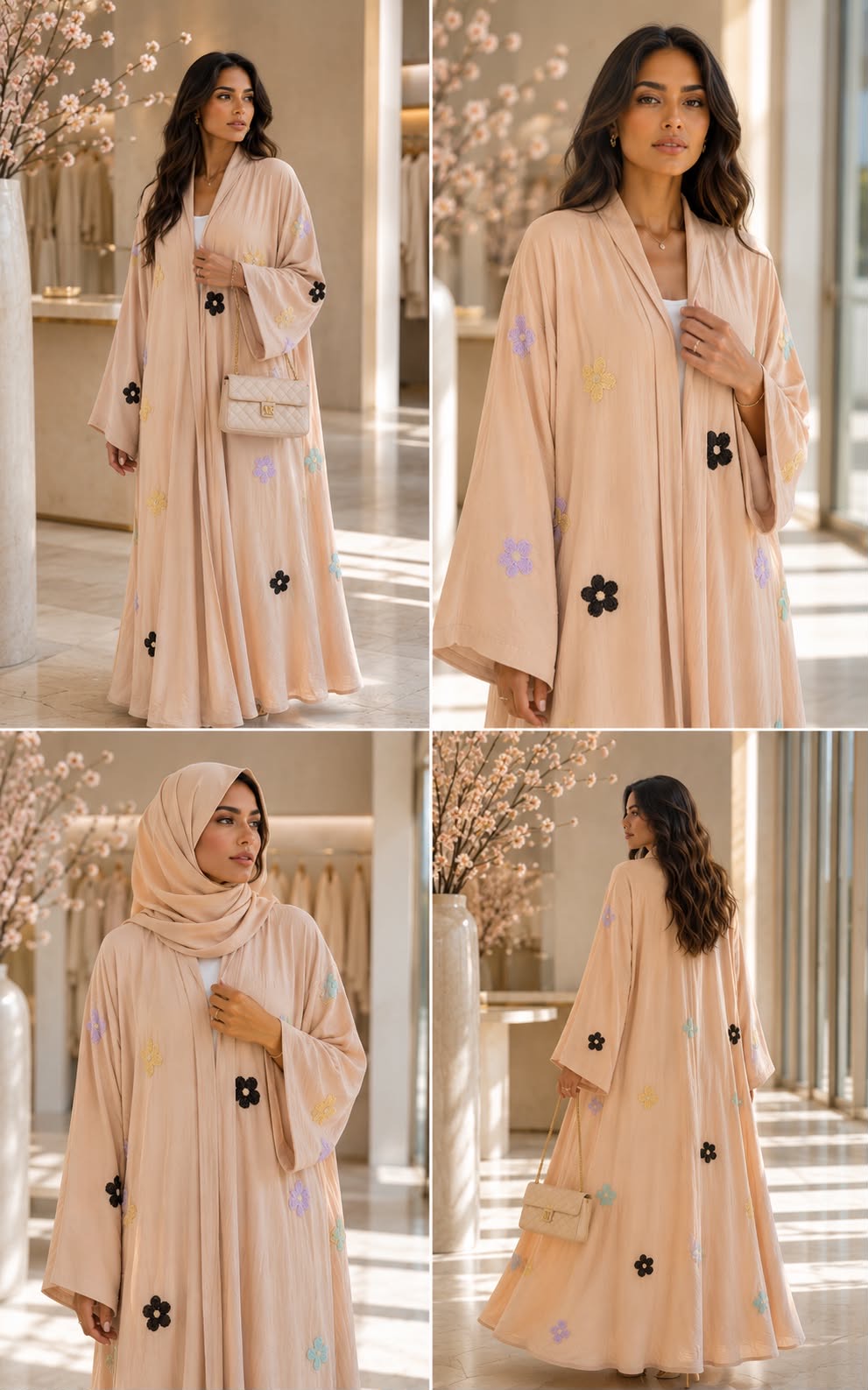 Blossom summer Abaya -Beige