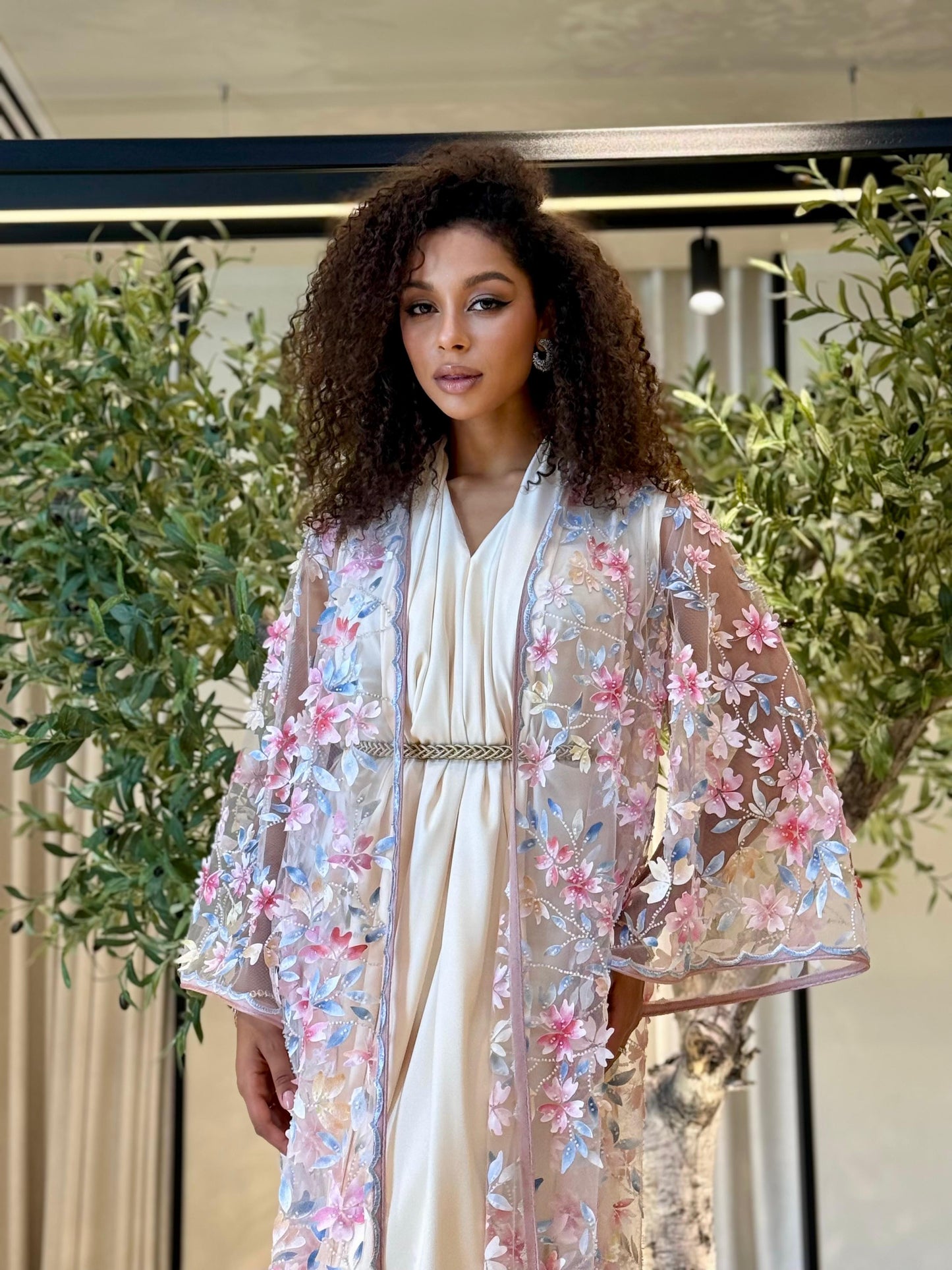 Florals Bisht Set - Pink