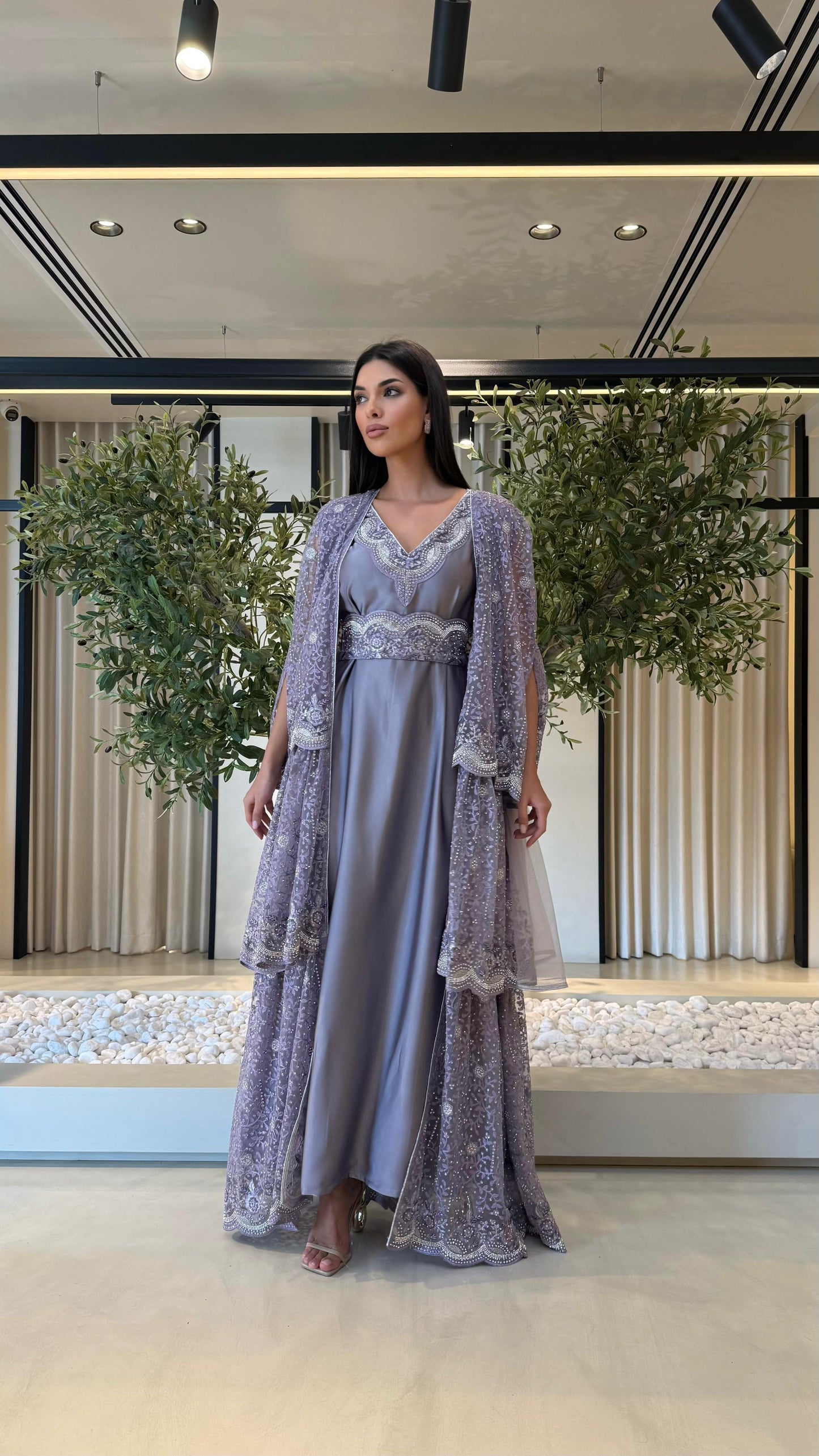 Triple Layer Cape Bisht set- lavender