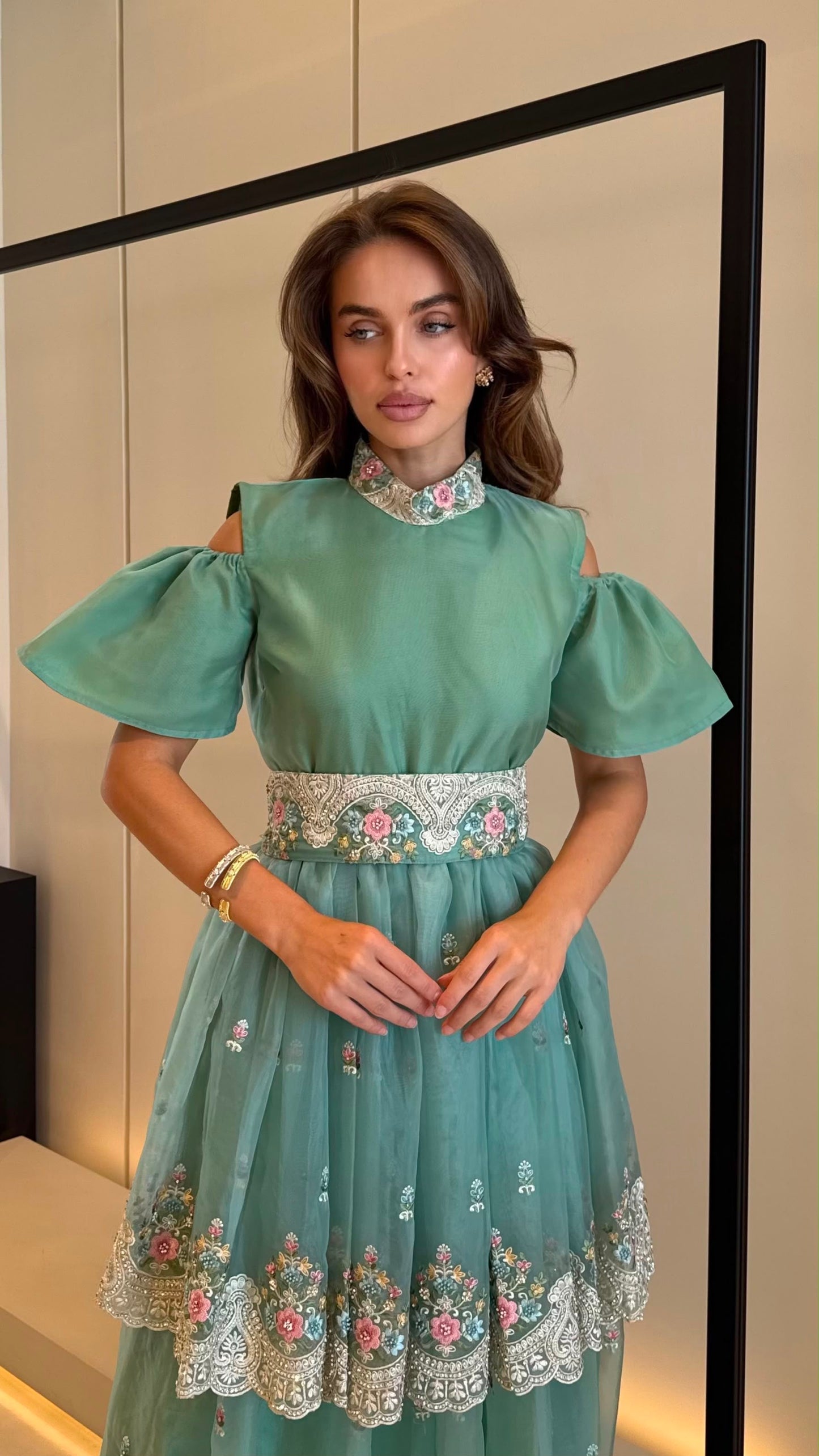 Cutout Jelwa Kaftan Dress-Tiffany