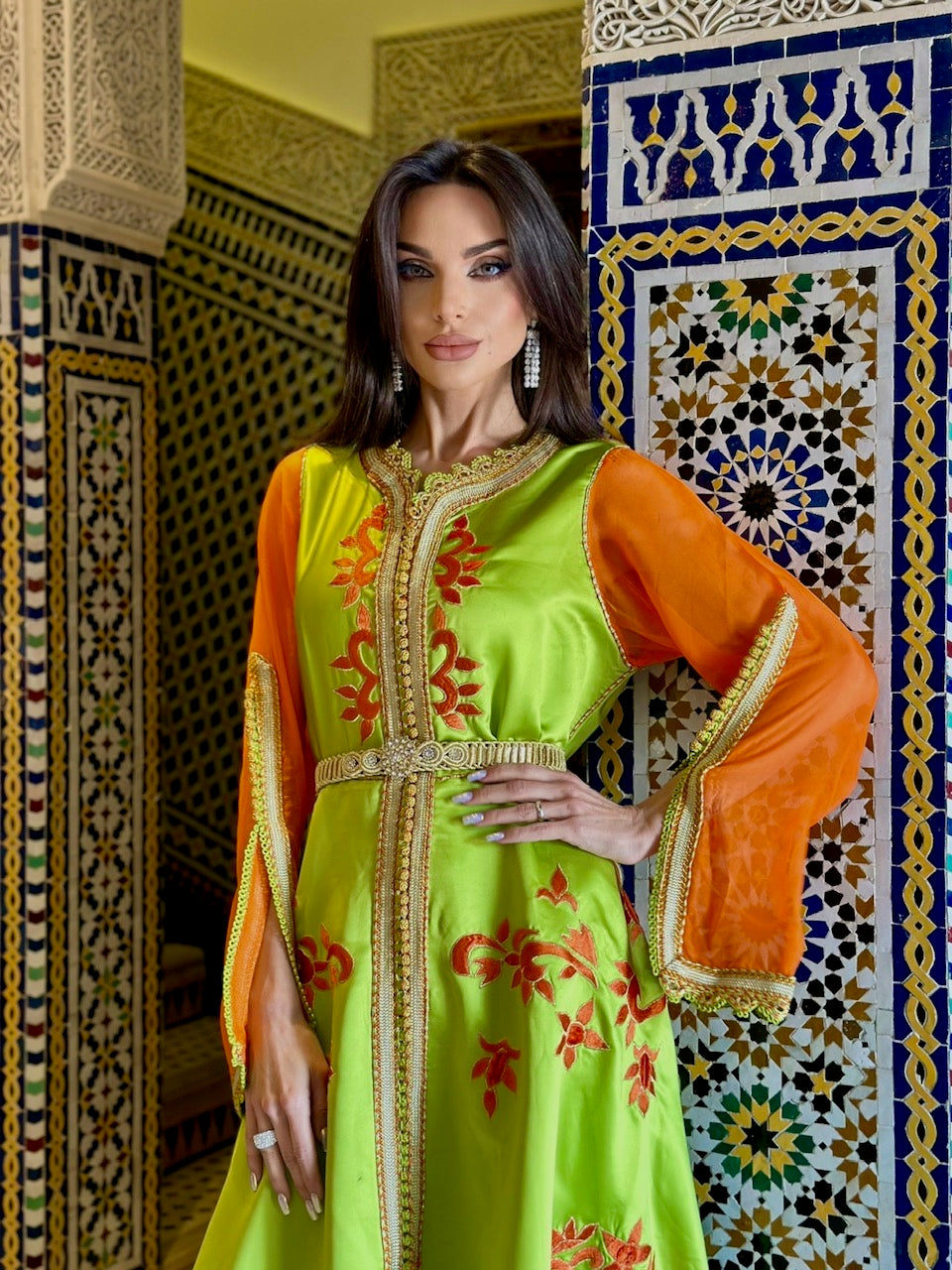 Morrocan Kaftan -orange x green