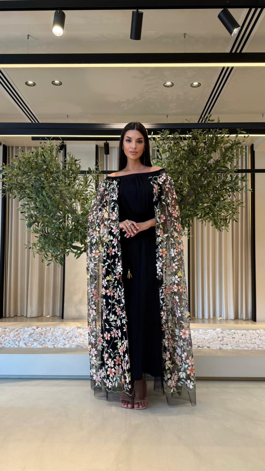 Floral Cape Sleeves Jelwa Kaftan