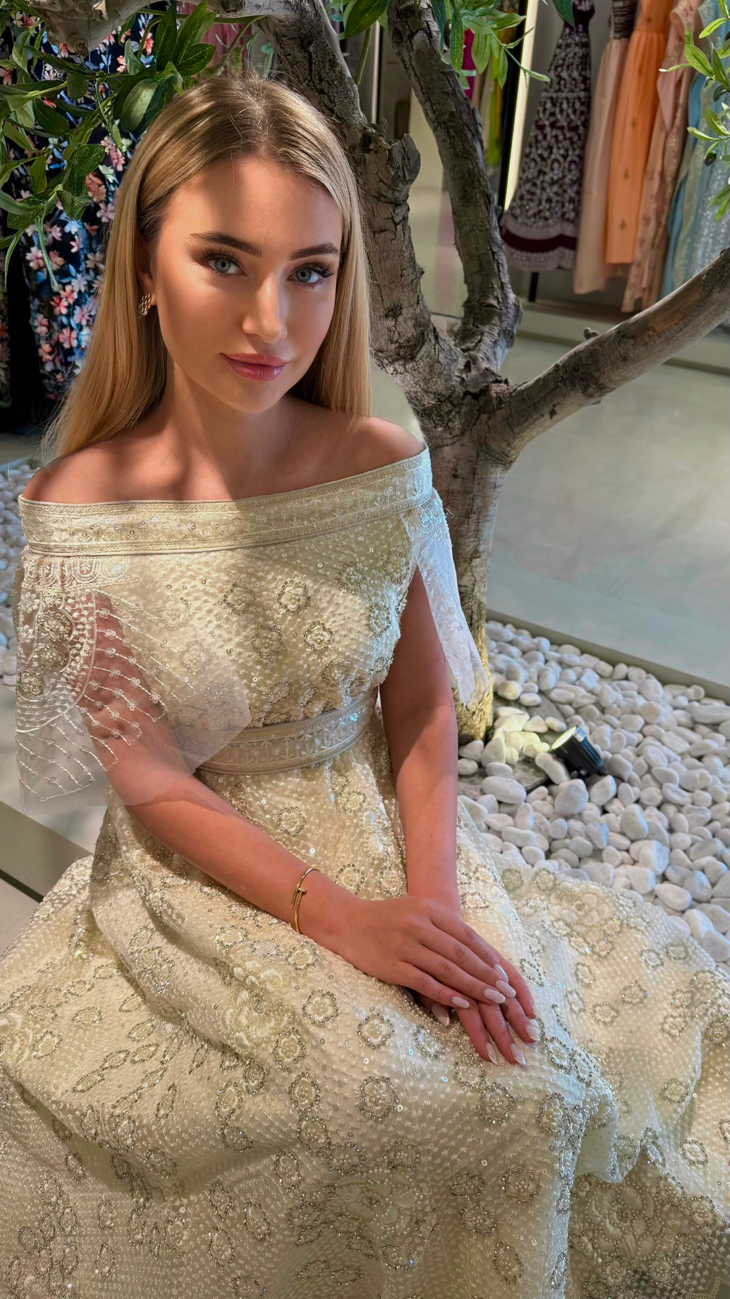 Midi fully embellished Jelwa Dress bridal- Pearl
