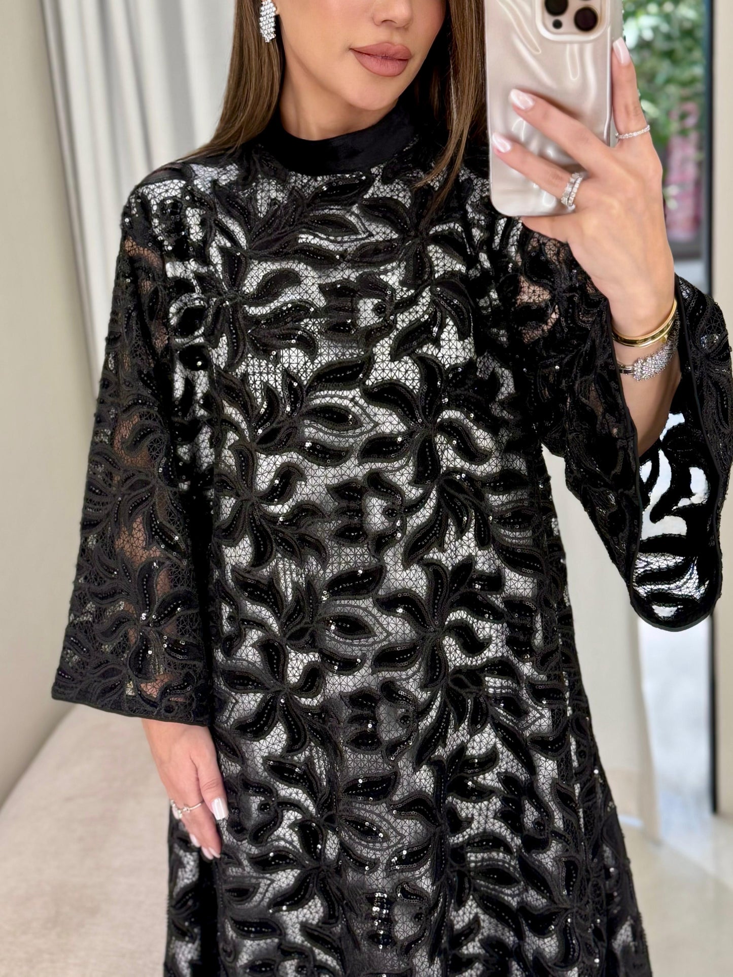 Velvet Kaftan - Black x silver x cutouts & Embellishmentsi