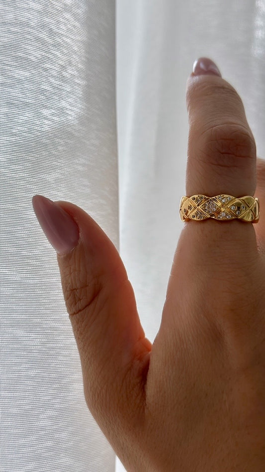 Crystal cubes ring- golden