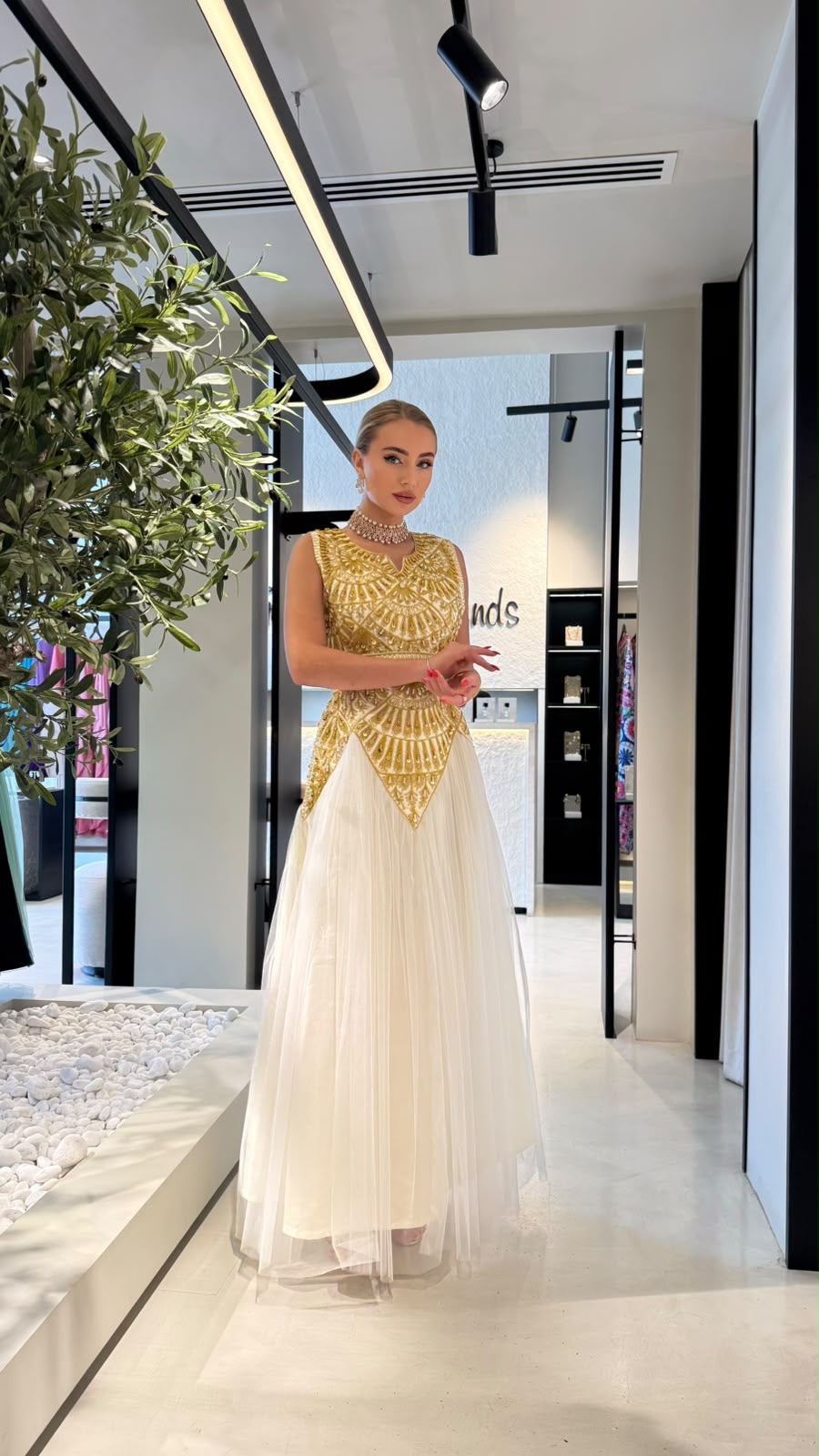 Nashel Jelwa Geometrical Dress X Tulle-white