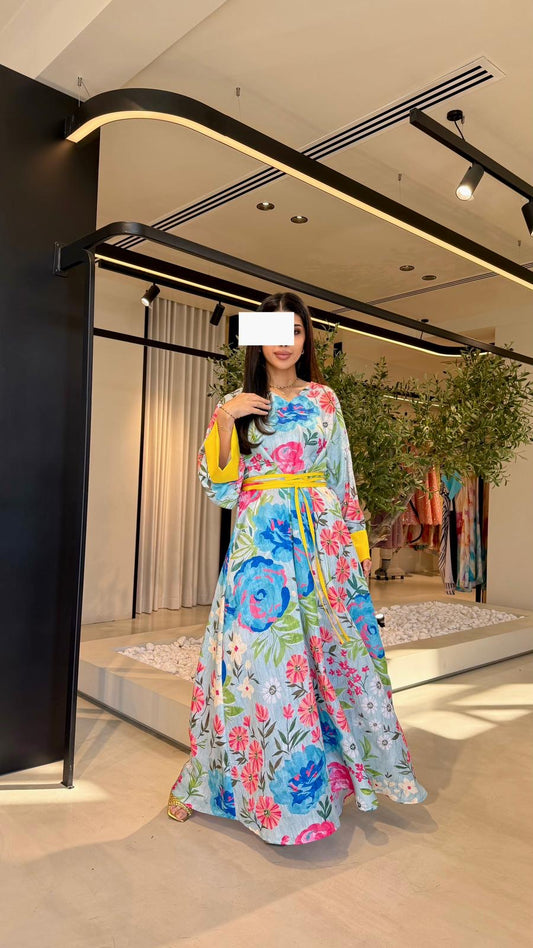 Summer floral kaftan  - Yellow Strappy Florals