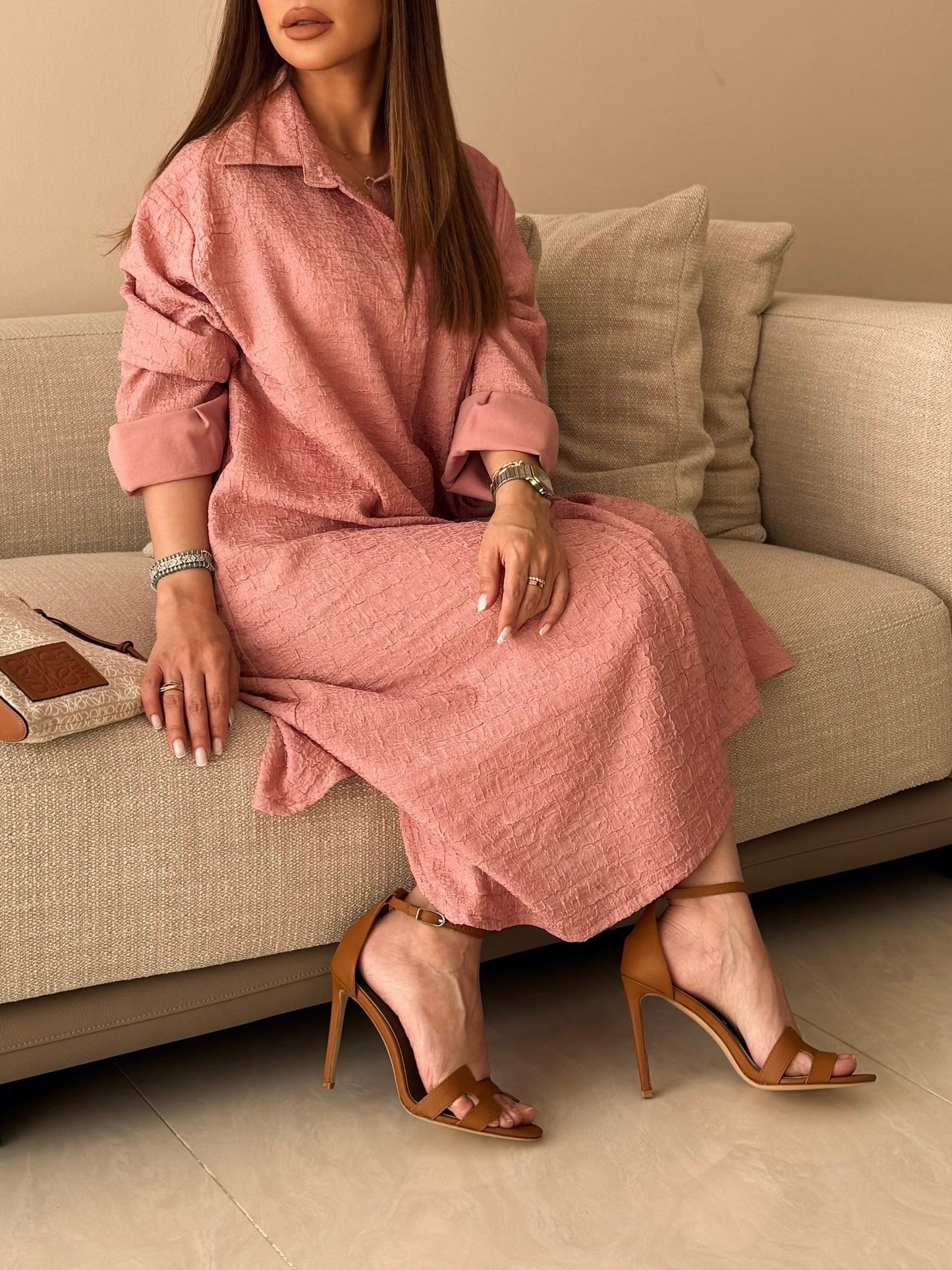 Pastel Summer Shirt Kaftan - Blush