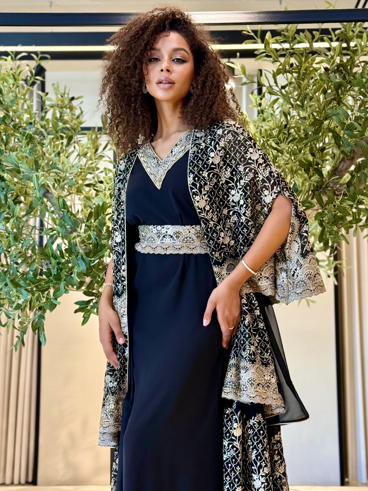 Triple layer Jelwa Bisht Set -dark navy