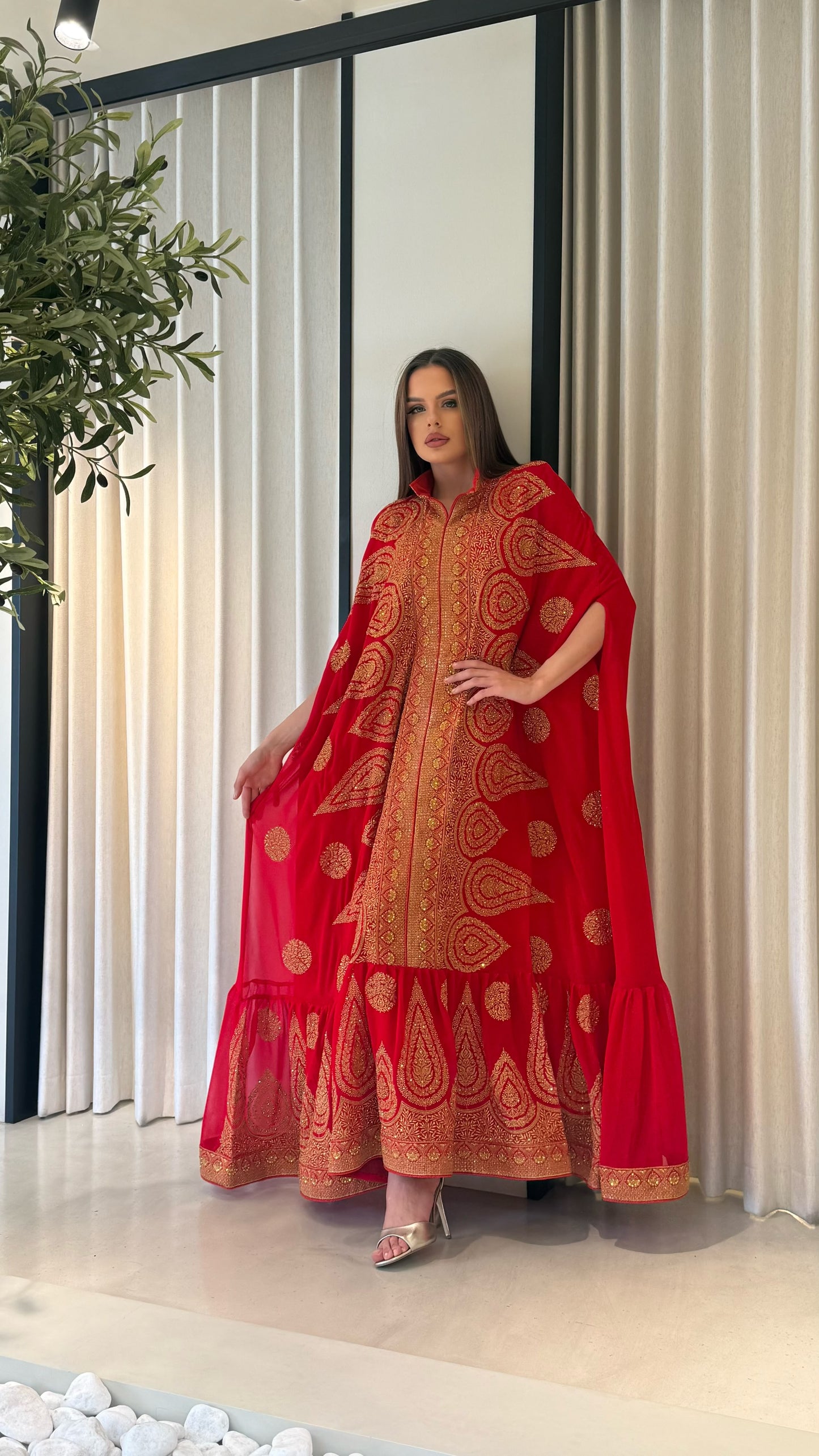 Cape Ruffles Jelwa kaftan -Red