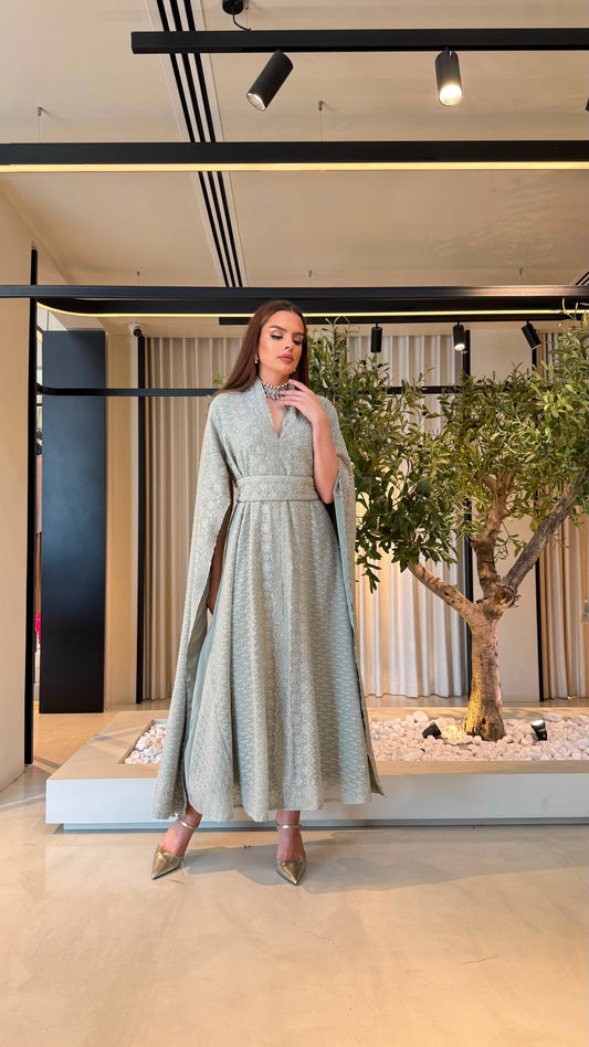 Cape Long sleeves Jelwa kaftan - mint