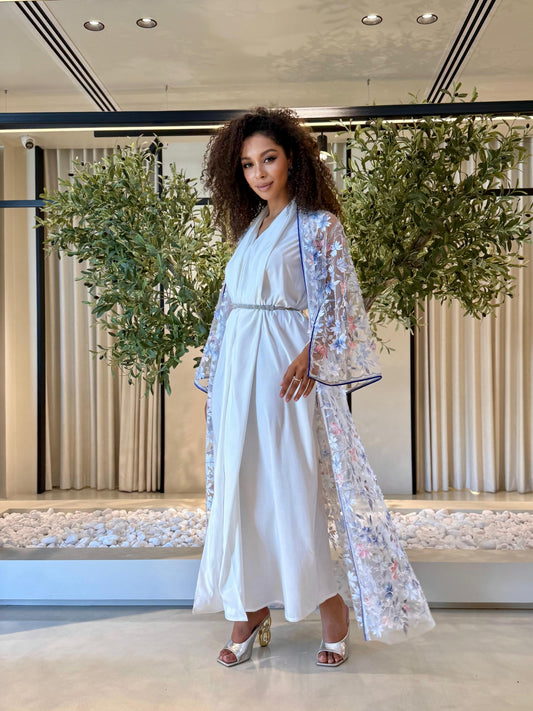 Florals Bisht Set - Blue