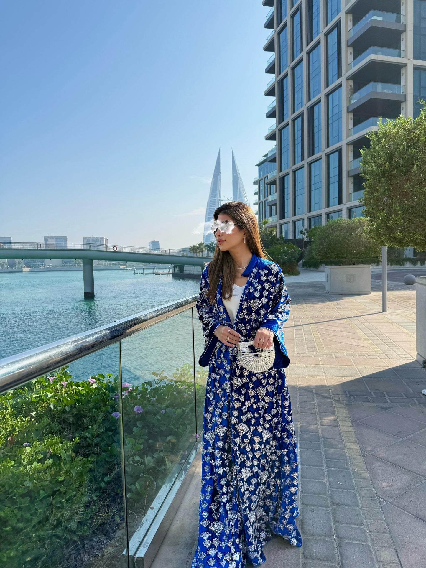 Velvet Bisht - Royal Blue x silver Embellishments