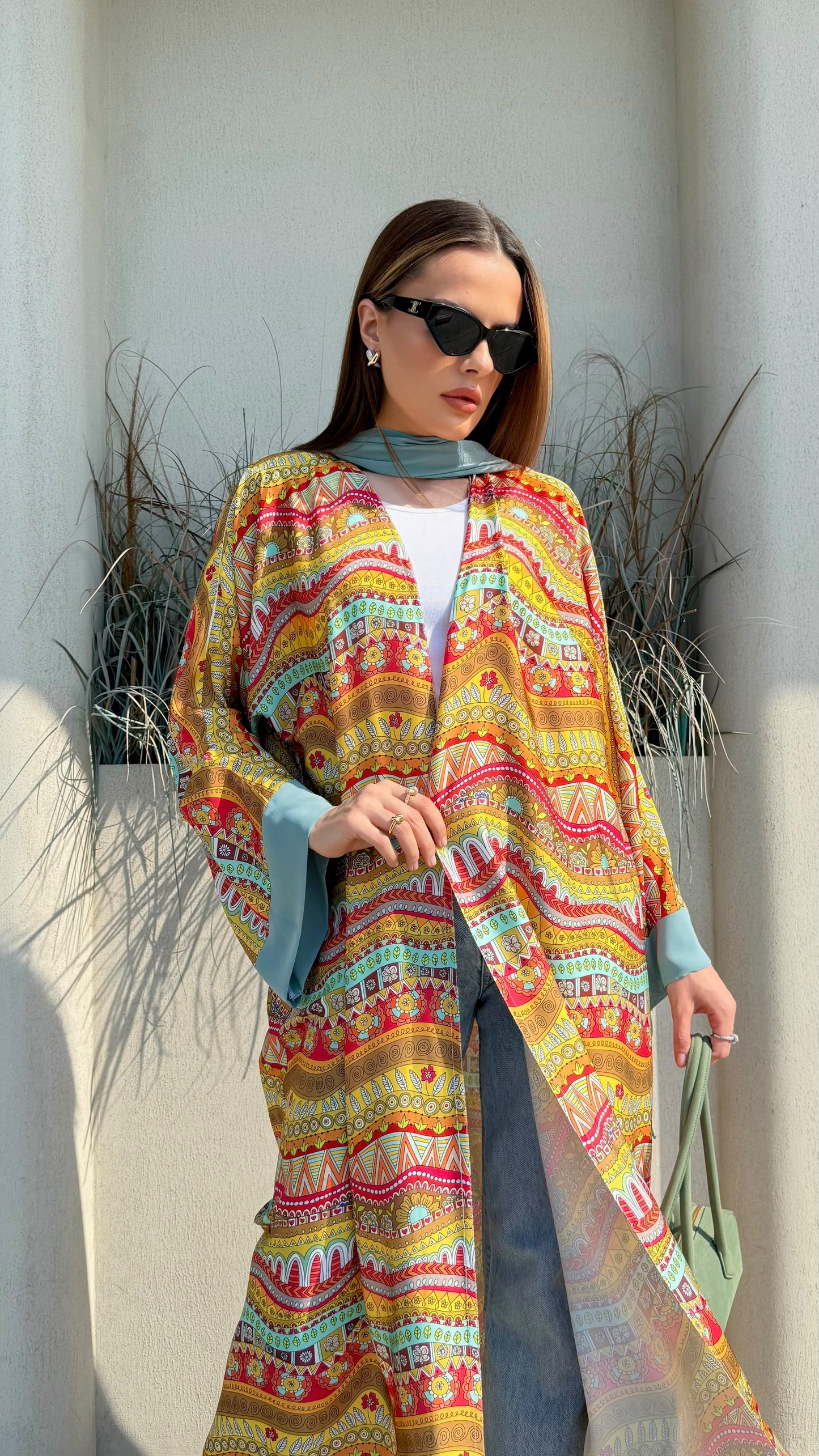 Whimsical Abaya -Mustard x Mint