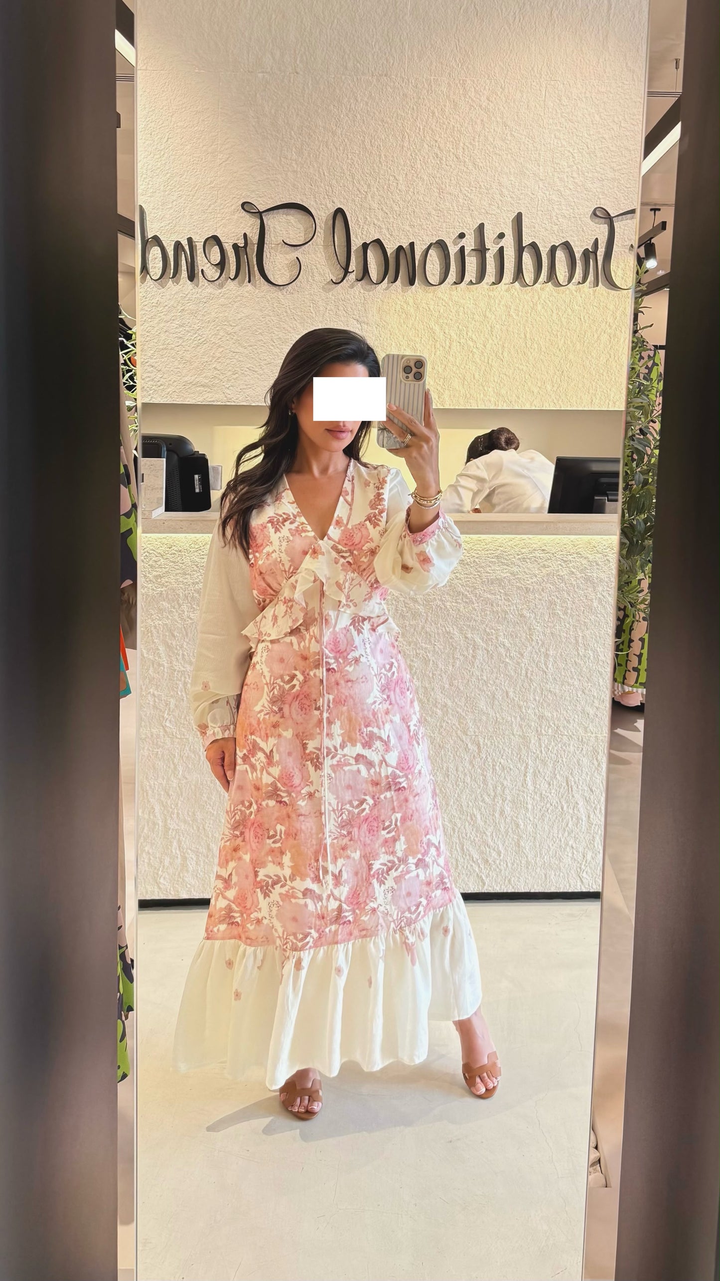 Summer Collection - Pink feminine ruffles printed linen dress