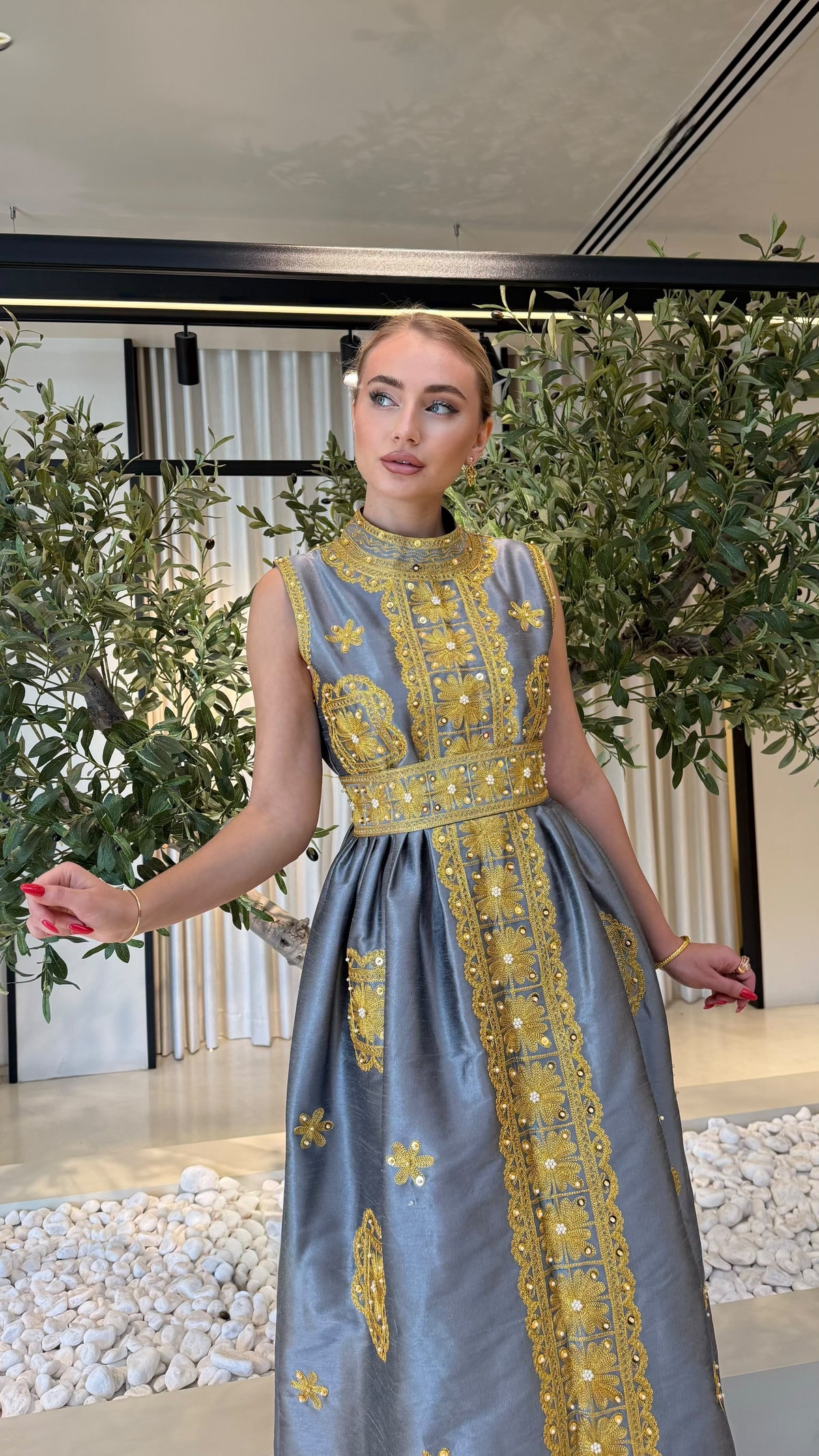 Nashel Jelwa Dress- Grey x Gold