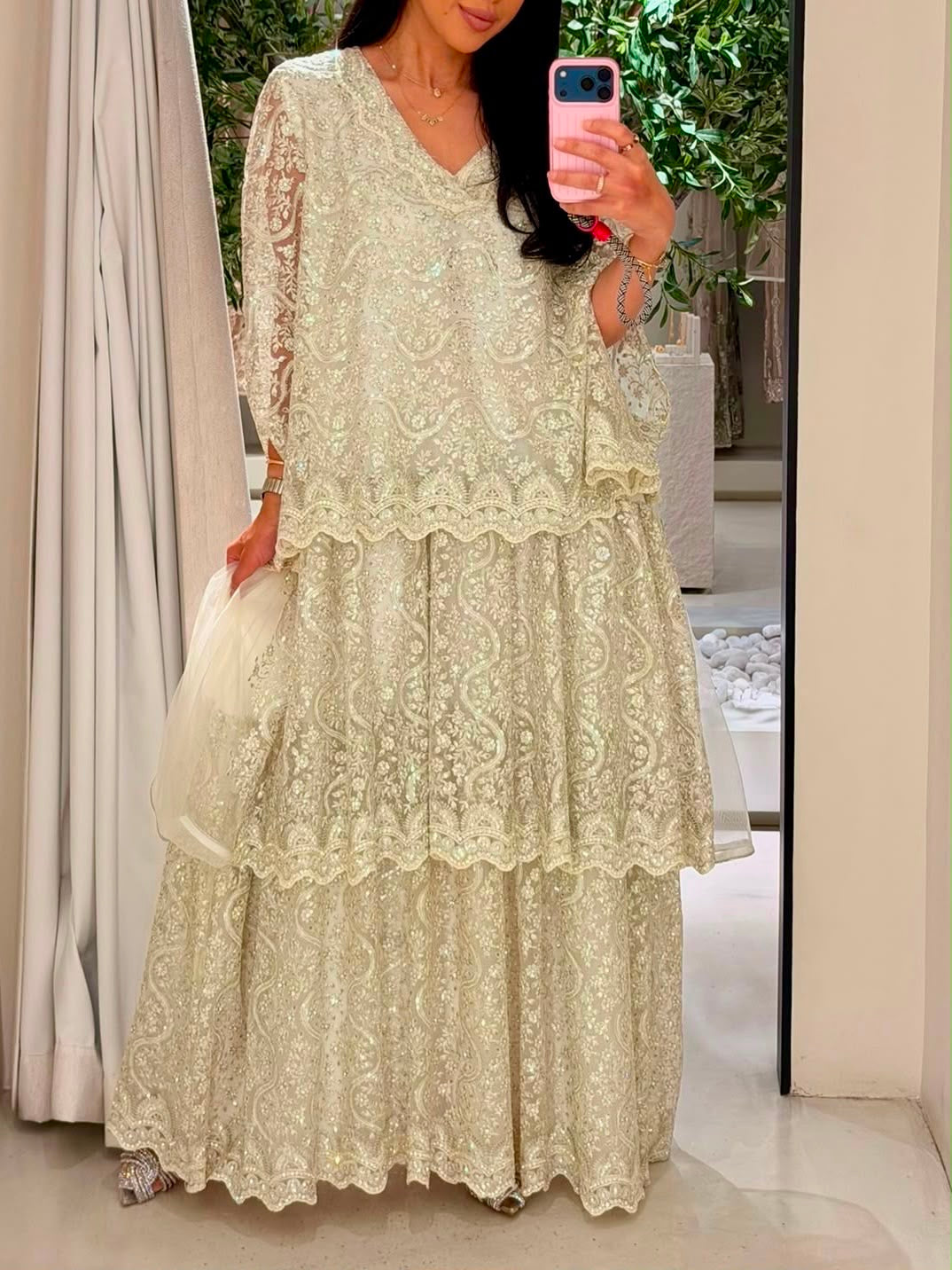Triple Layer Jelwa Kaftan - Blanc